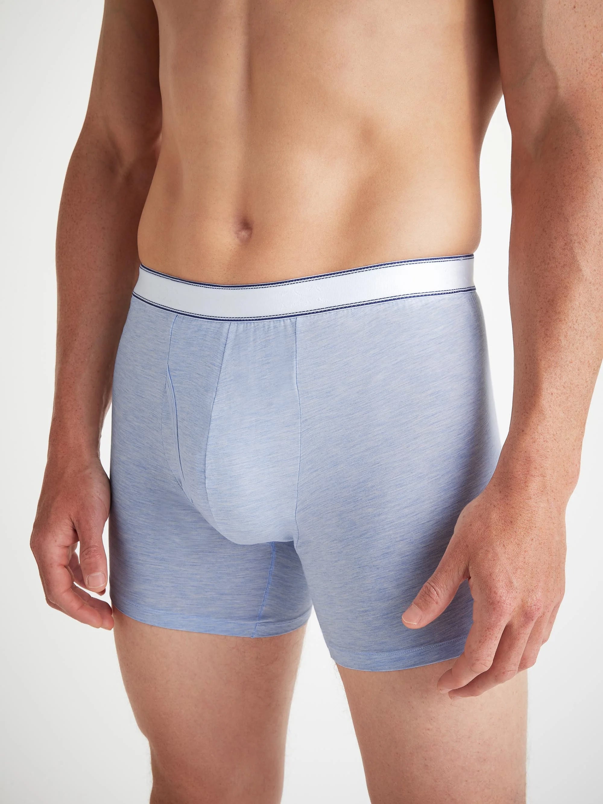 Men's Trunks Ethan Micro Modal Stretch Light Blue Marl