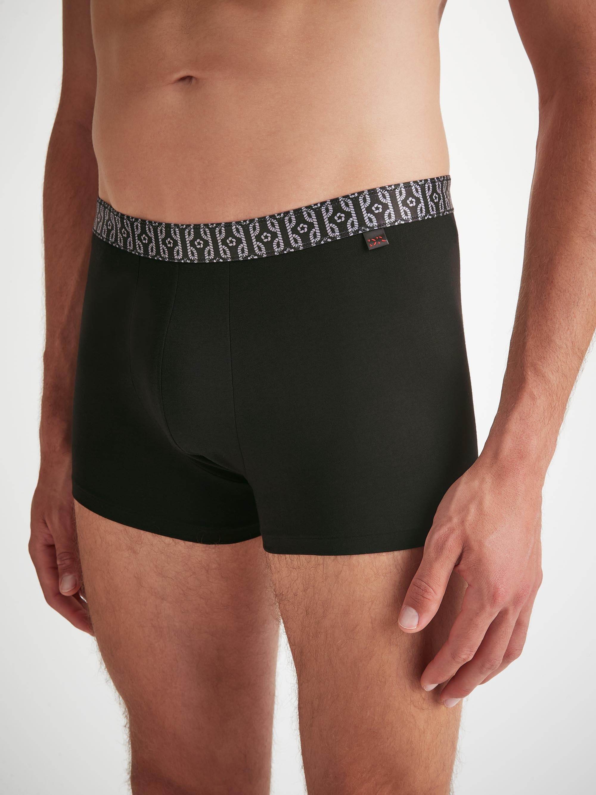 Men's Boxer Briefs Pima Cotton Stretch Black Rope Print