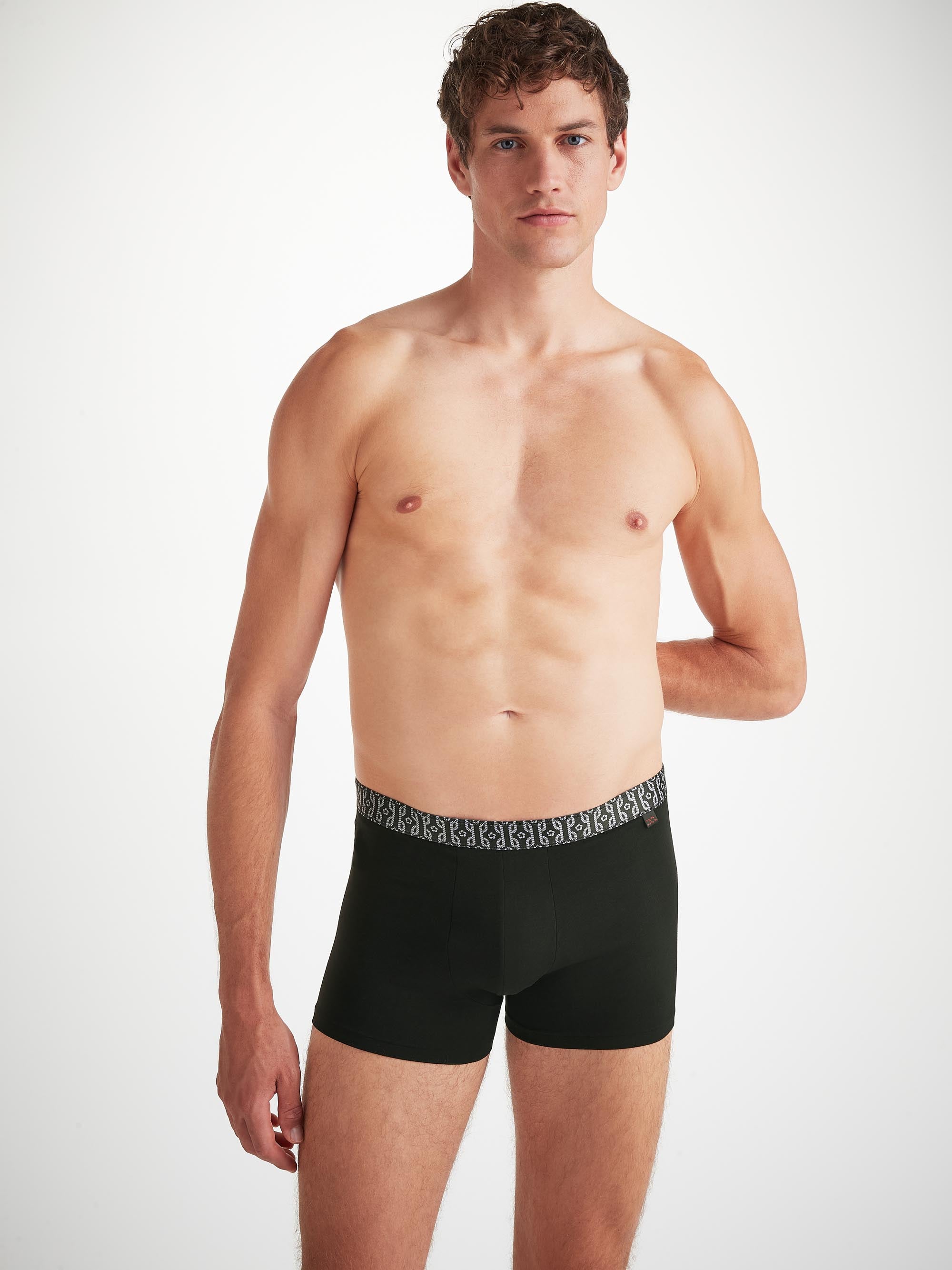 Men's Boxer Briefs Pima Cotton Stretch Black Rope Print