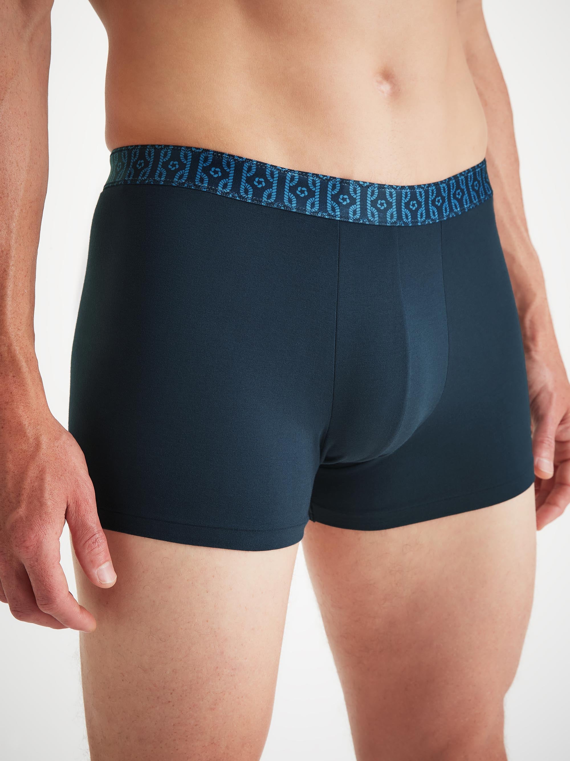 Men's Boxer Briefs Pima Cotton Stretch Navy Rope Print