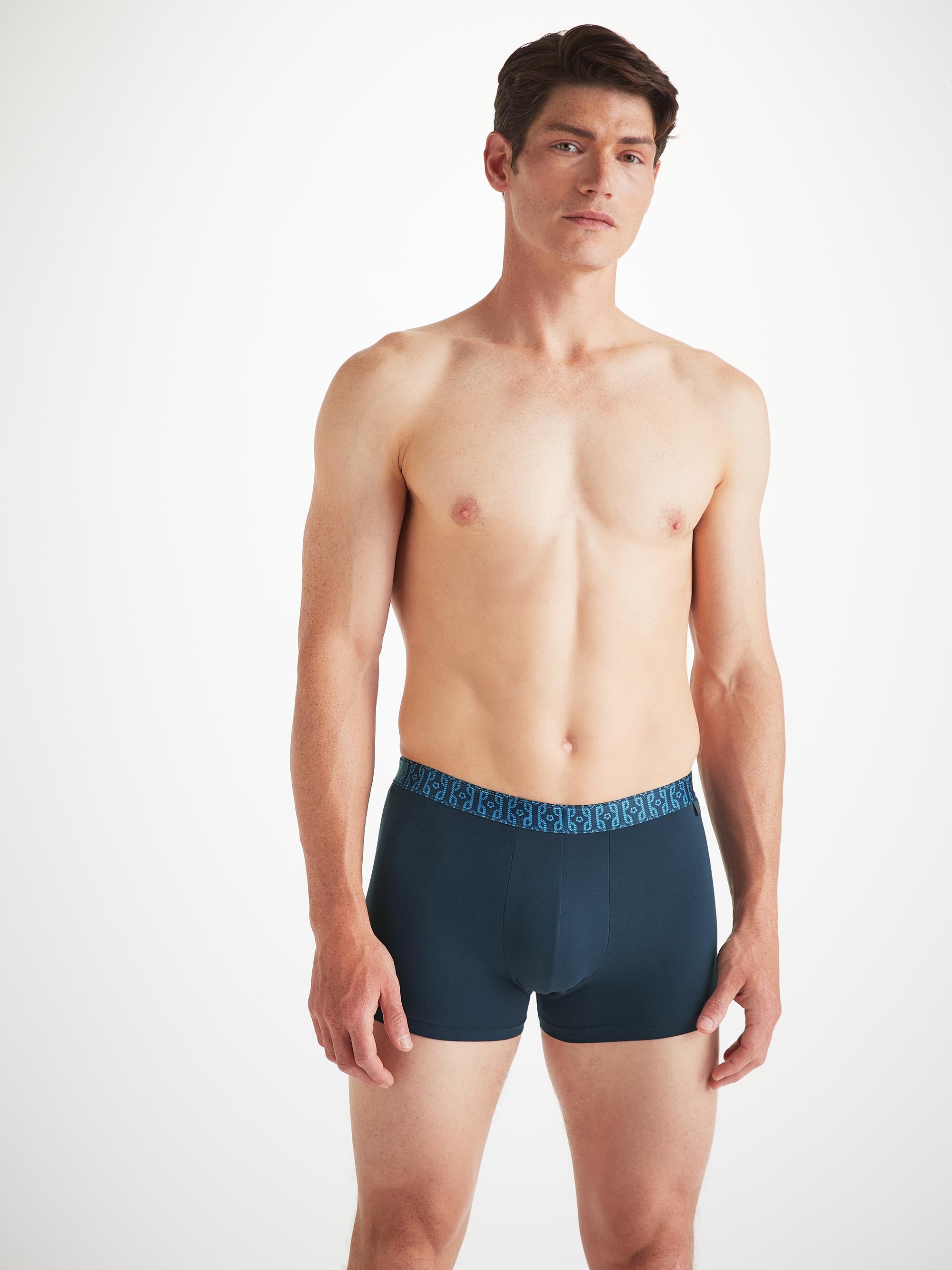 Men's Boxer Briefs Pima Cotton Stretch Navy Rope Print