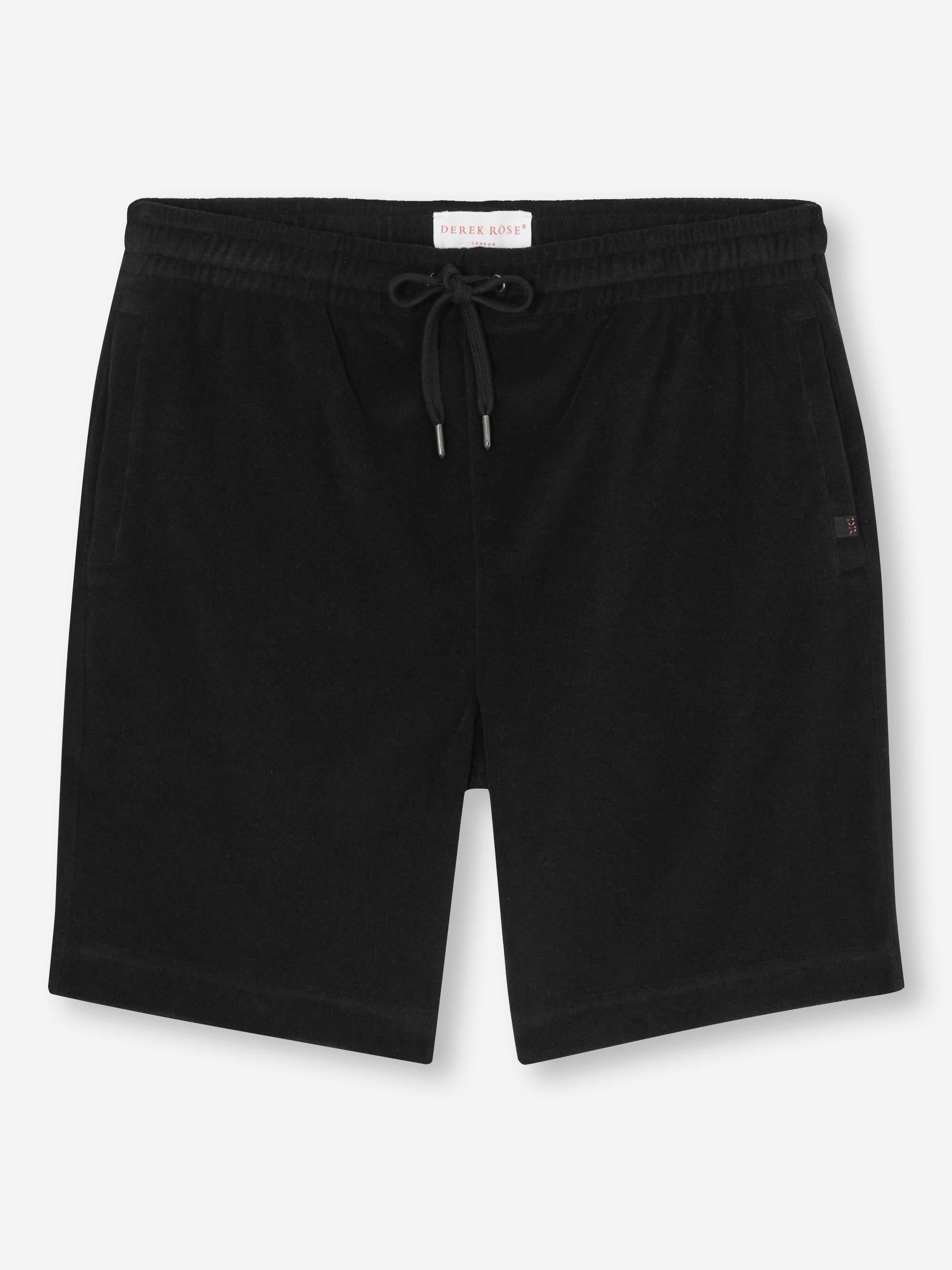 Men's Towelling Shorts Isaac Terry Cotton Black