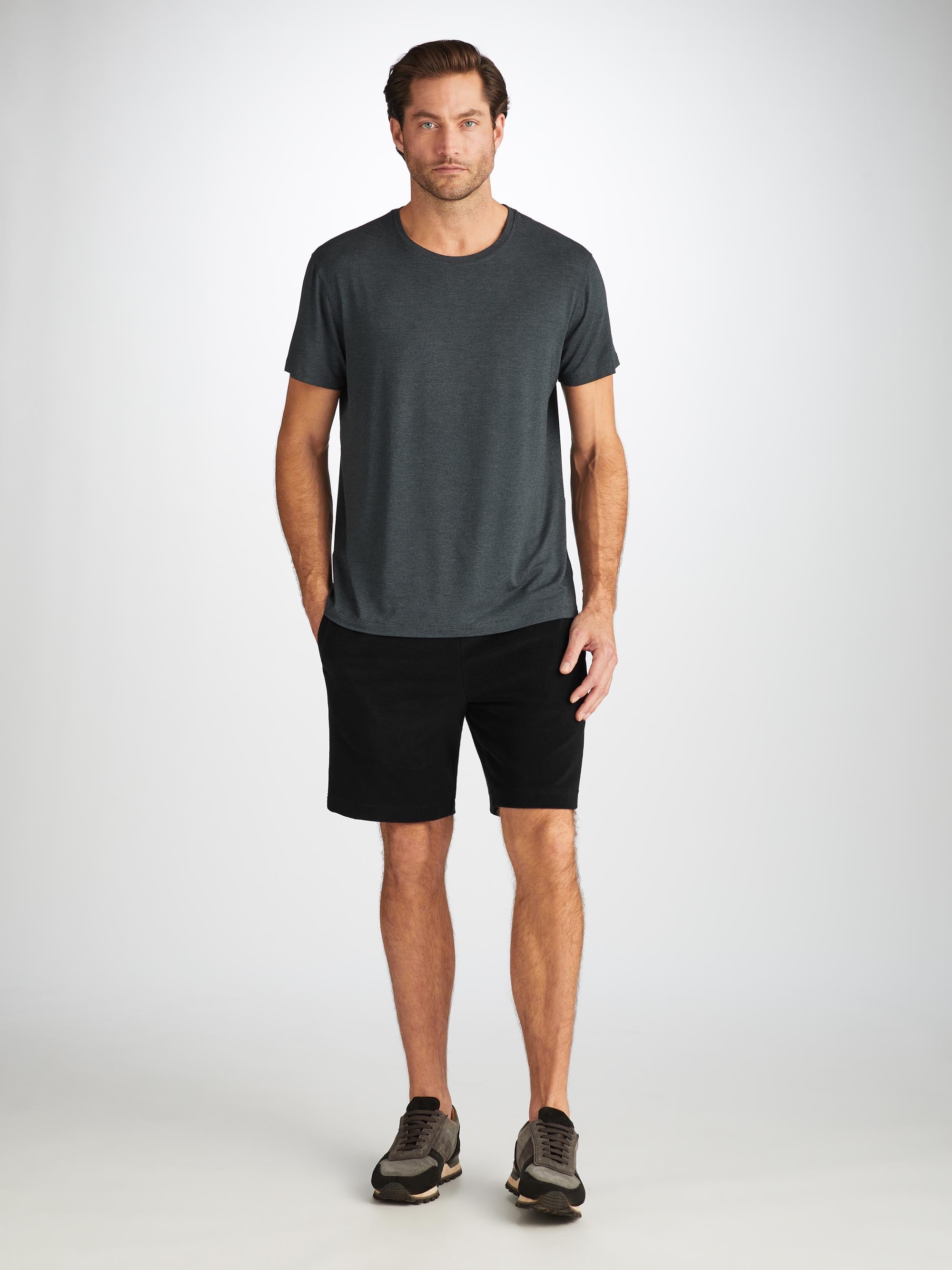 Men's Towelling Shorts Isaac Terry Cotton Black