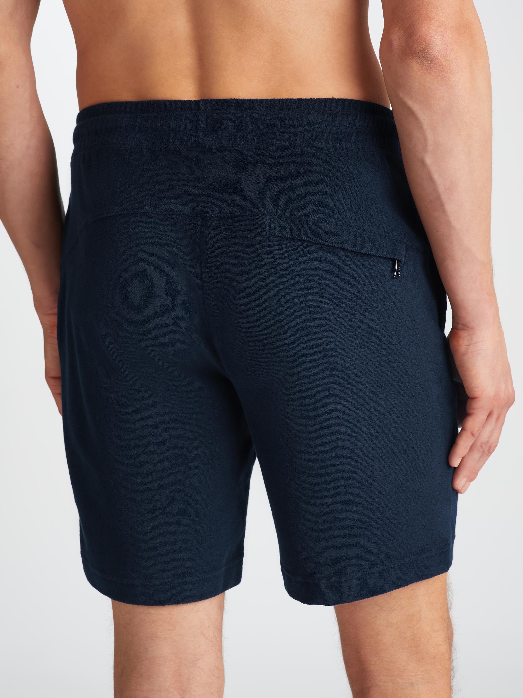 Men's Towelling Shorts Isaac Terry Cotton Navy