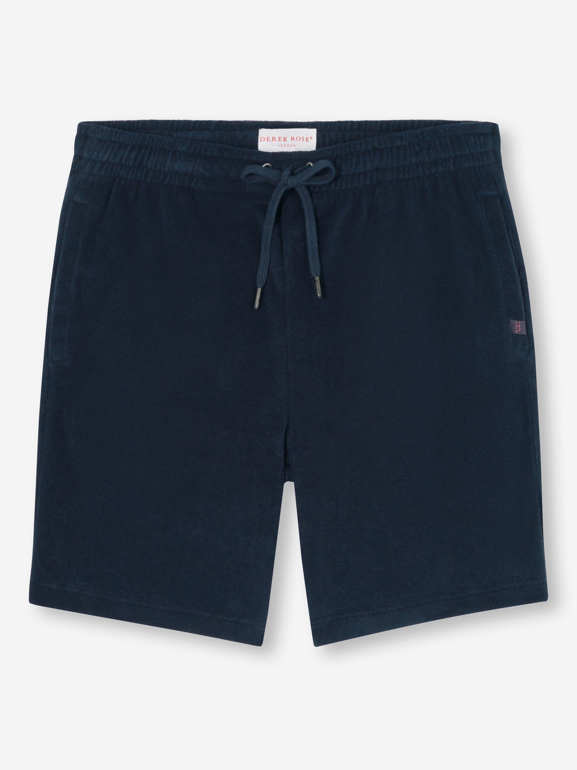 Men's Towelling Shorts Isaac Terry Cotton Navy