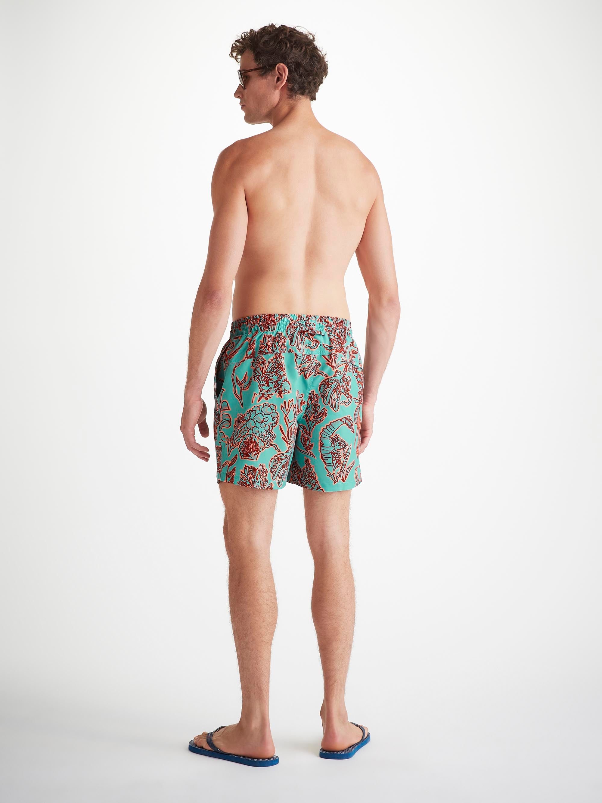 Men's Swim Shorts Turquoise Octopus Print