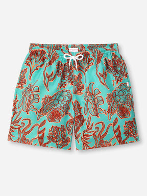 Men's Swim Shorts Turquoise Octopus Print