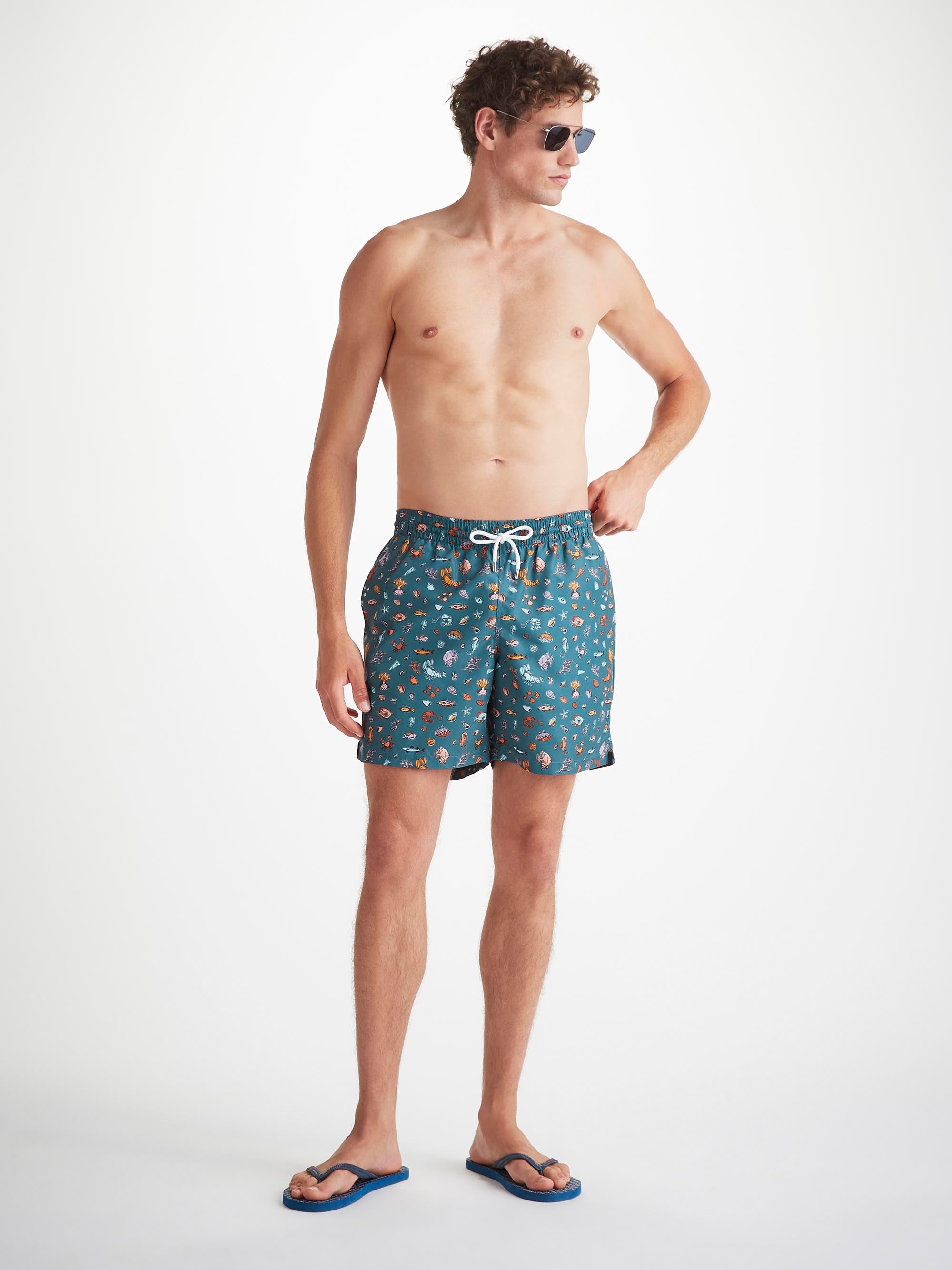 Men's Swim Shorts Blue Sea Friends Print