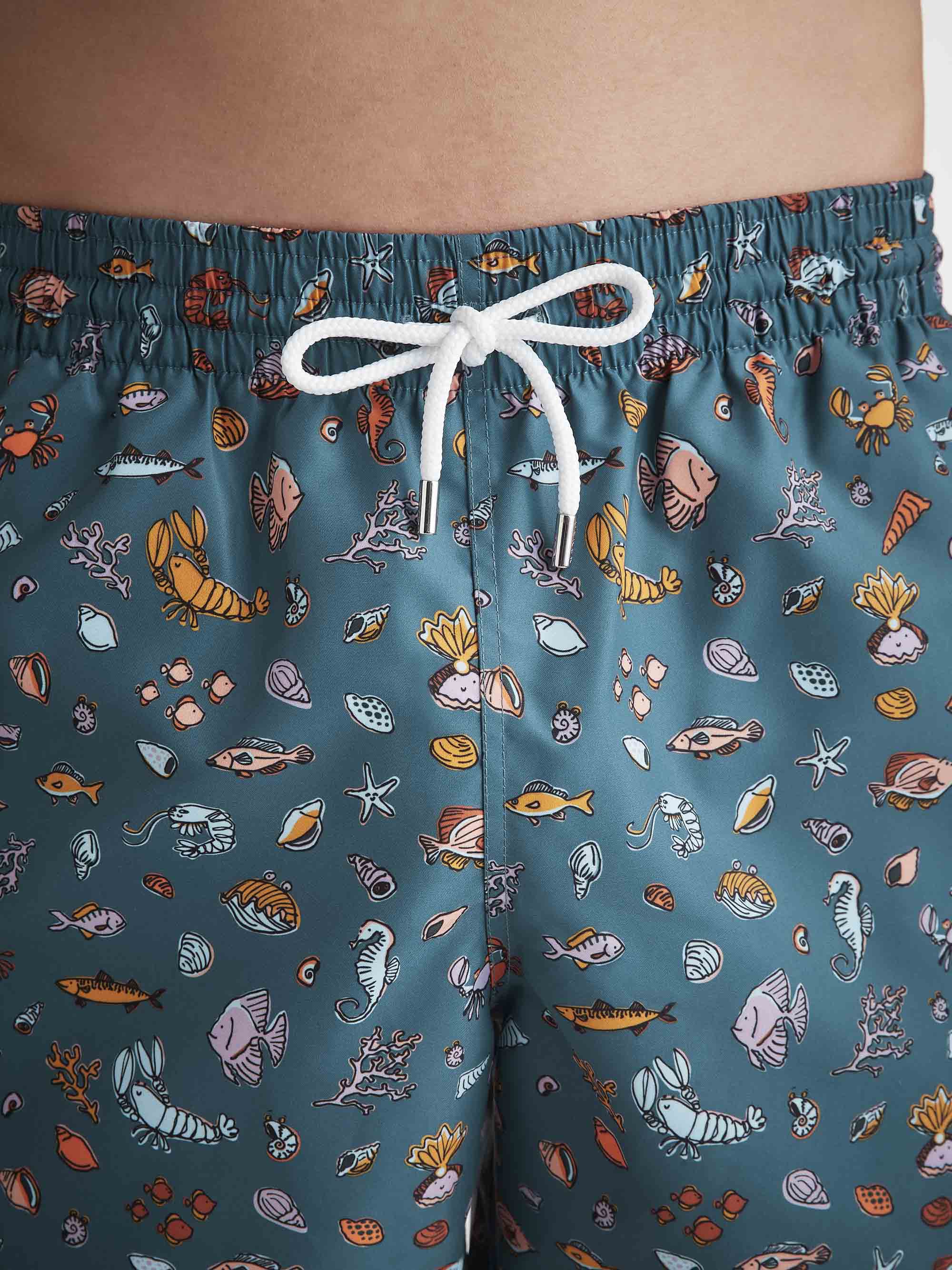 Men's Swim Shorts Blue Sea Friends Print