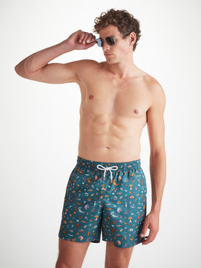 Men's Swim Shorts Blue Sea Friends Print