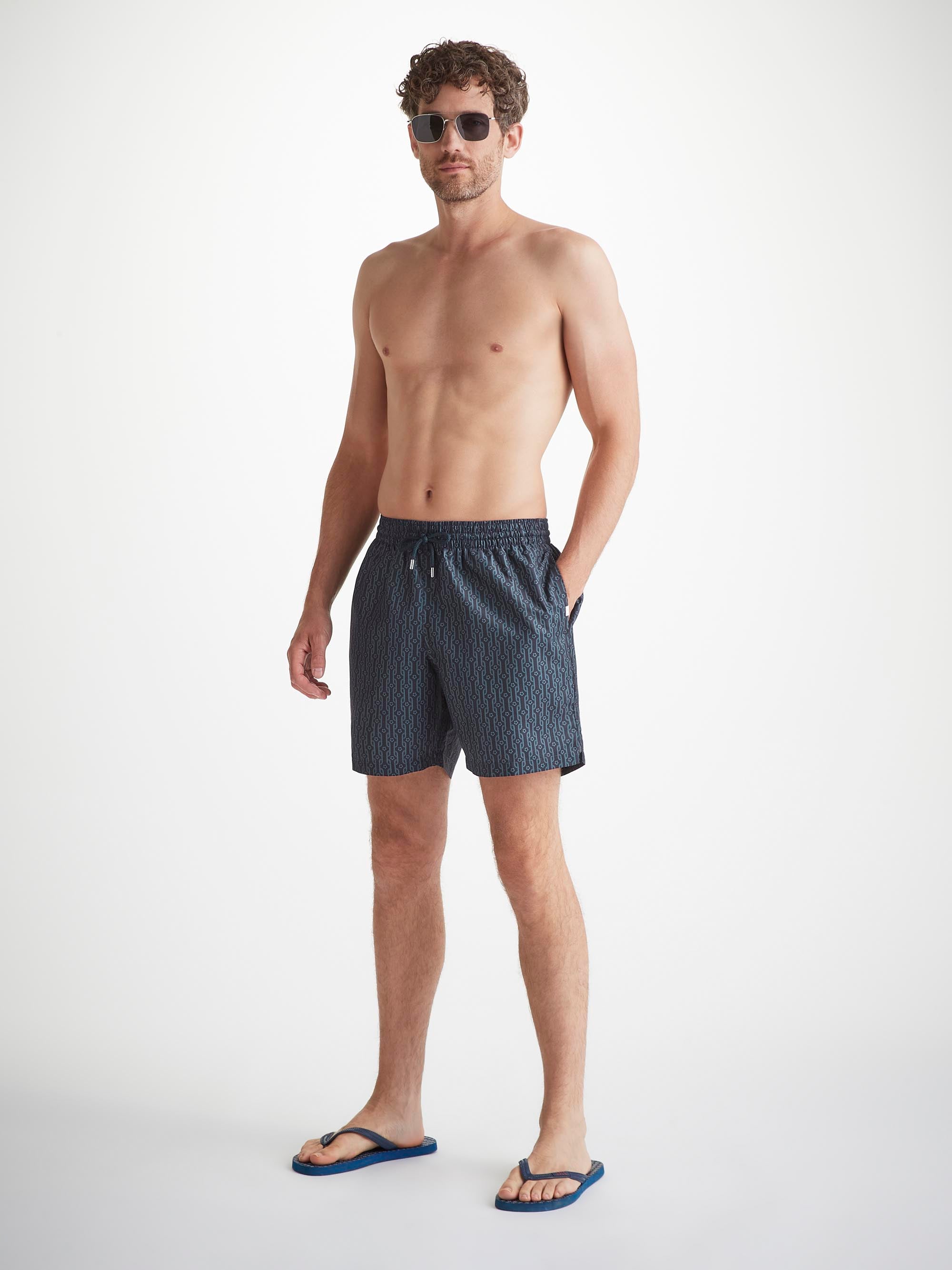 Men's Swim Shorts Navy Rope Print