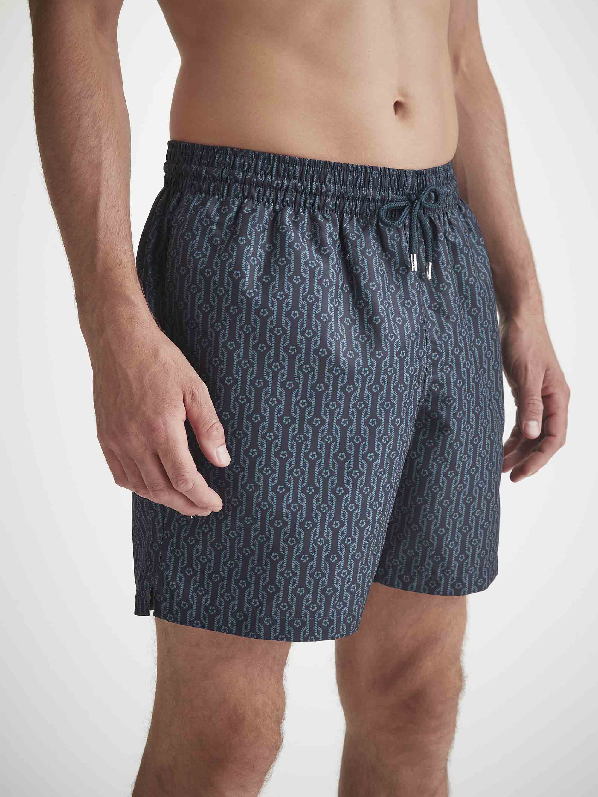 Men's Swim Shorts Navy Rope Print