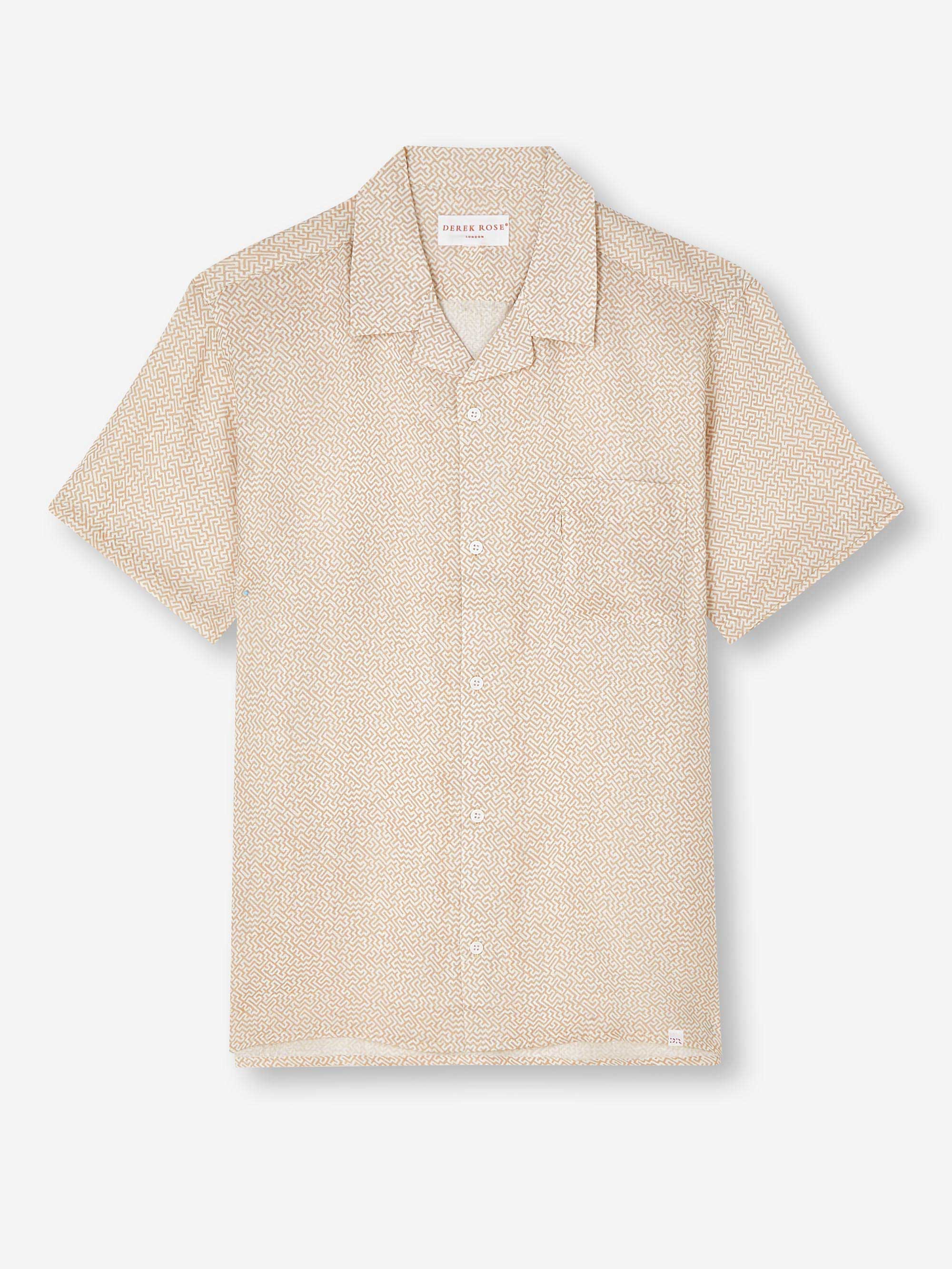 Men's Short Sleeve Shirt Milan 24 Linen Sand