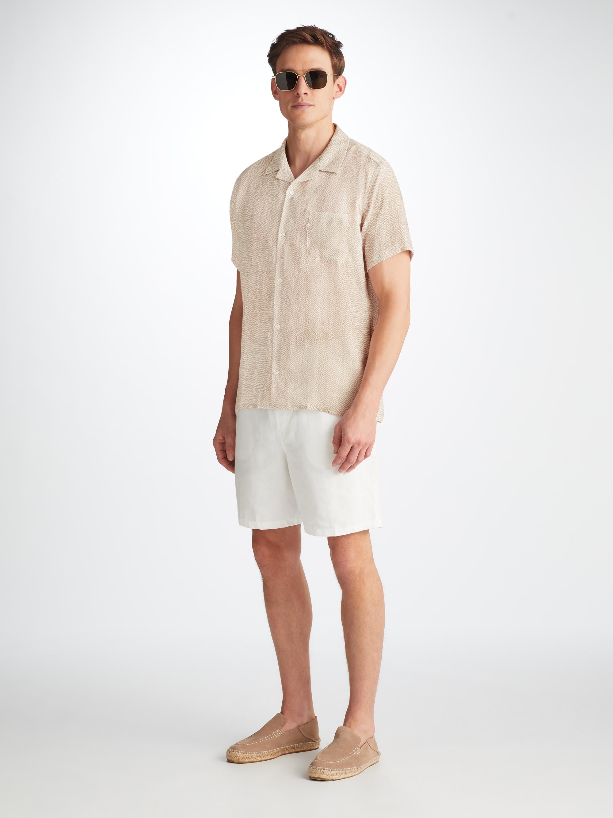 Men's Short Sleeve Shirt Milan 24 Linen Sand