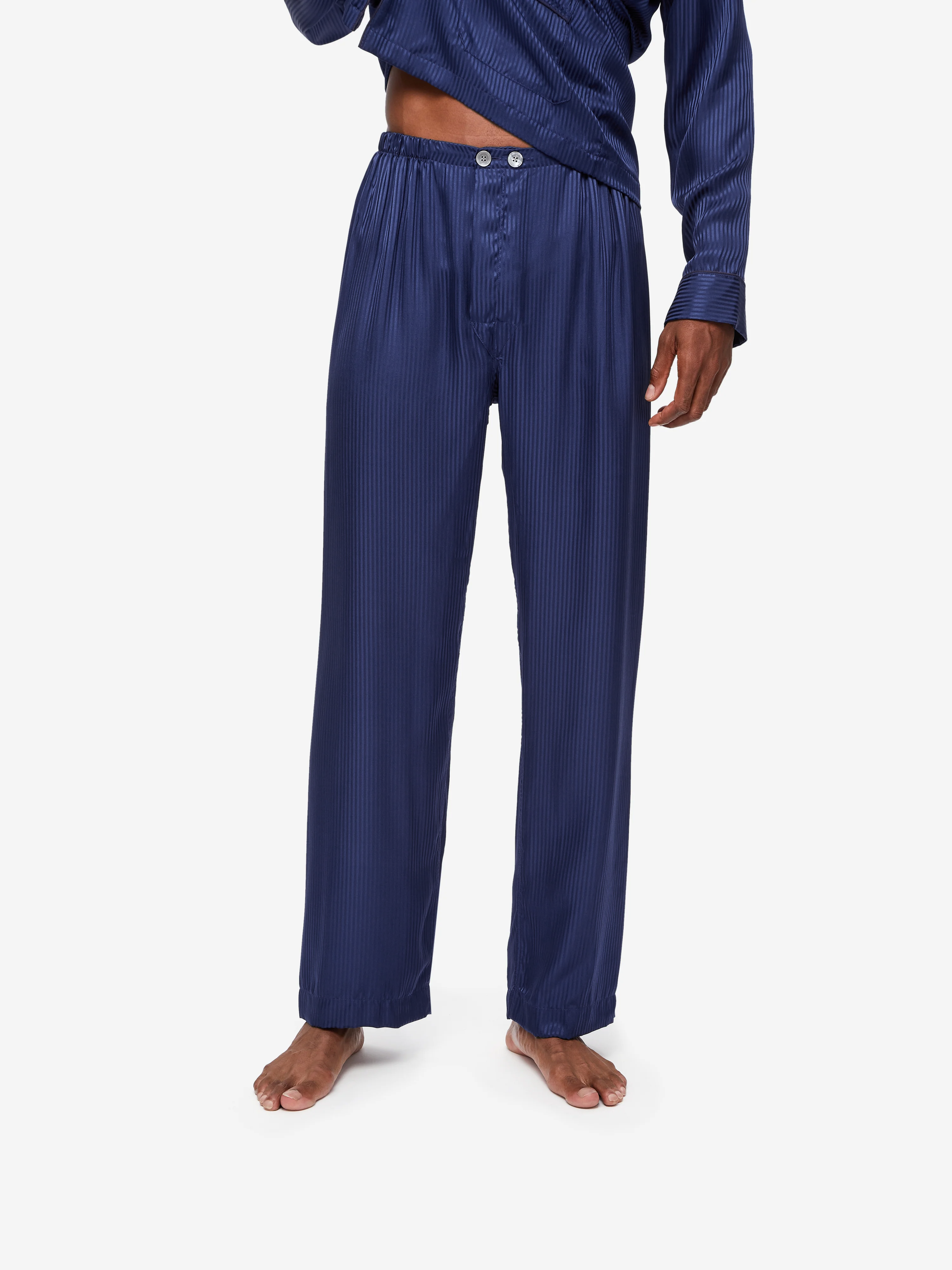 Men's Classic Fit Pajamas Woburn 8 Silk Satin Navy