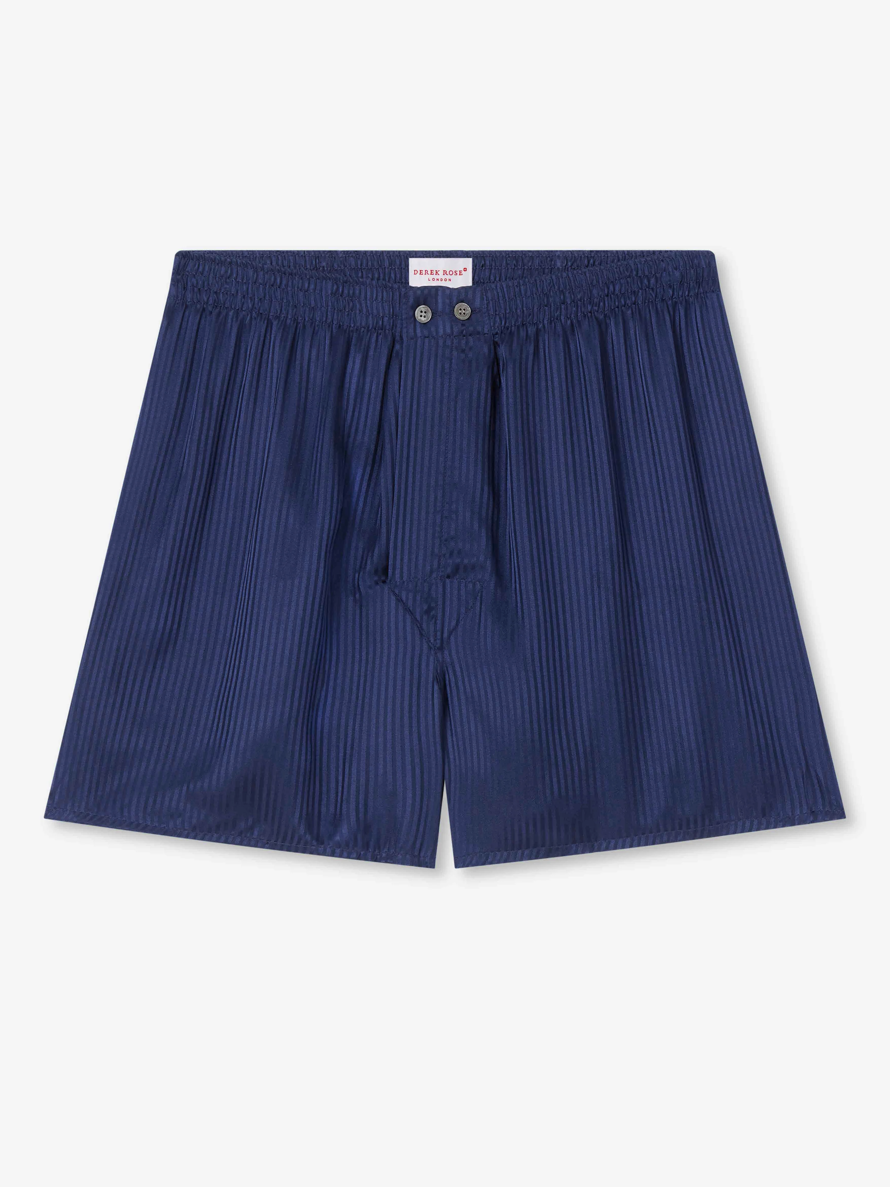 Men's Classic Fit Boxers Woburn Silk Satin Navy