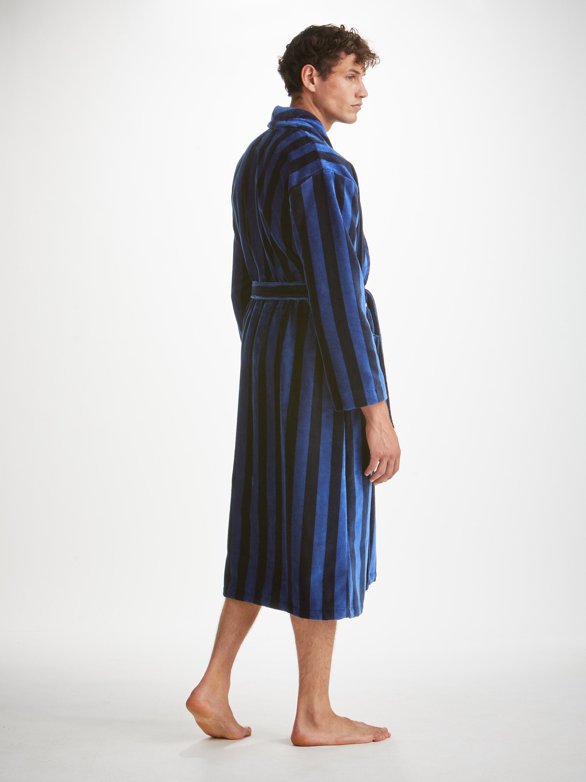 Men's Bathrobe Aston Terry Cotton Navy