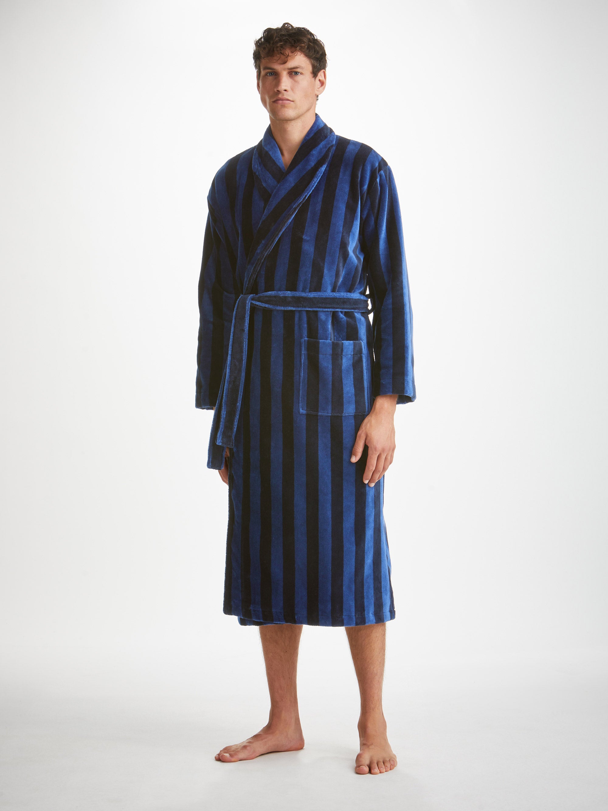 Men's Bathrobe Aston Terry Cotton Navy