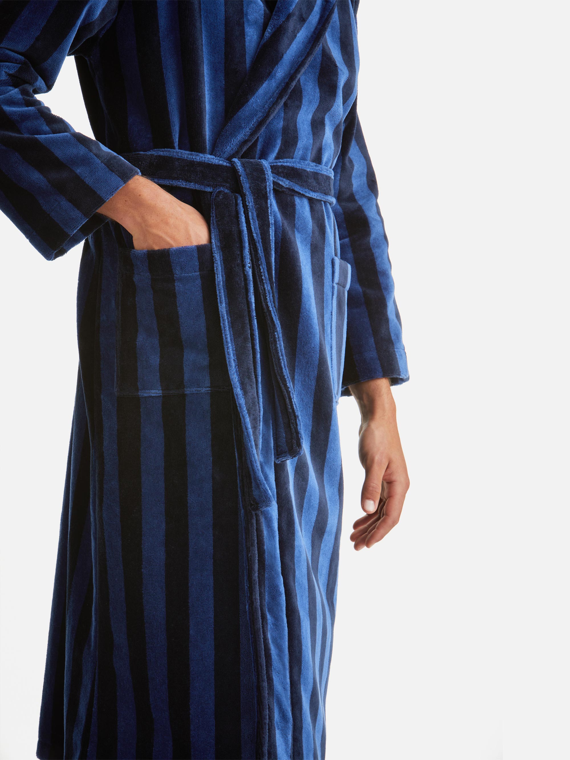 Men's Bathrobe Aston Terry Cotton Navy