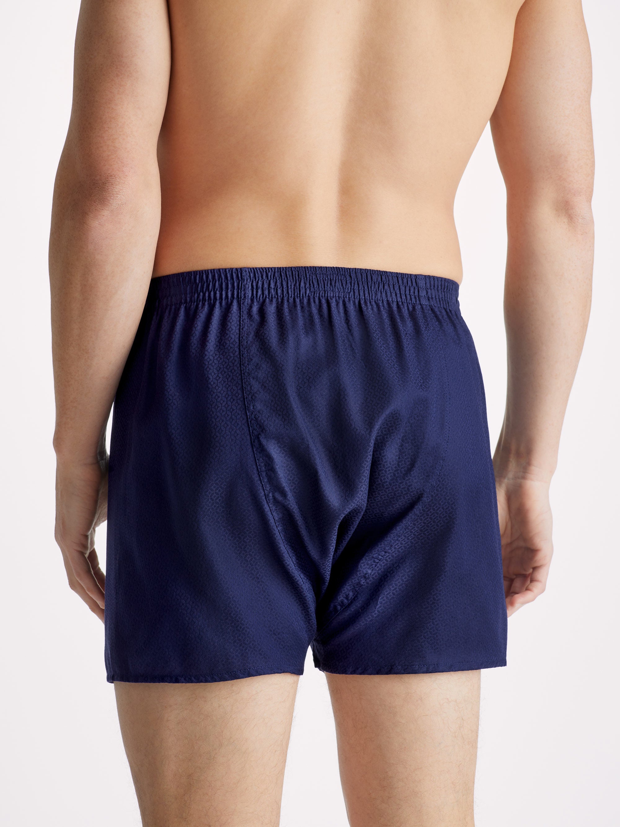 Men's Classic Fit Boxers Cotton Jacquard Navy Rose Star Pattern