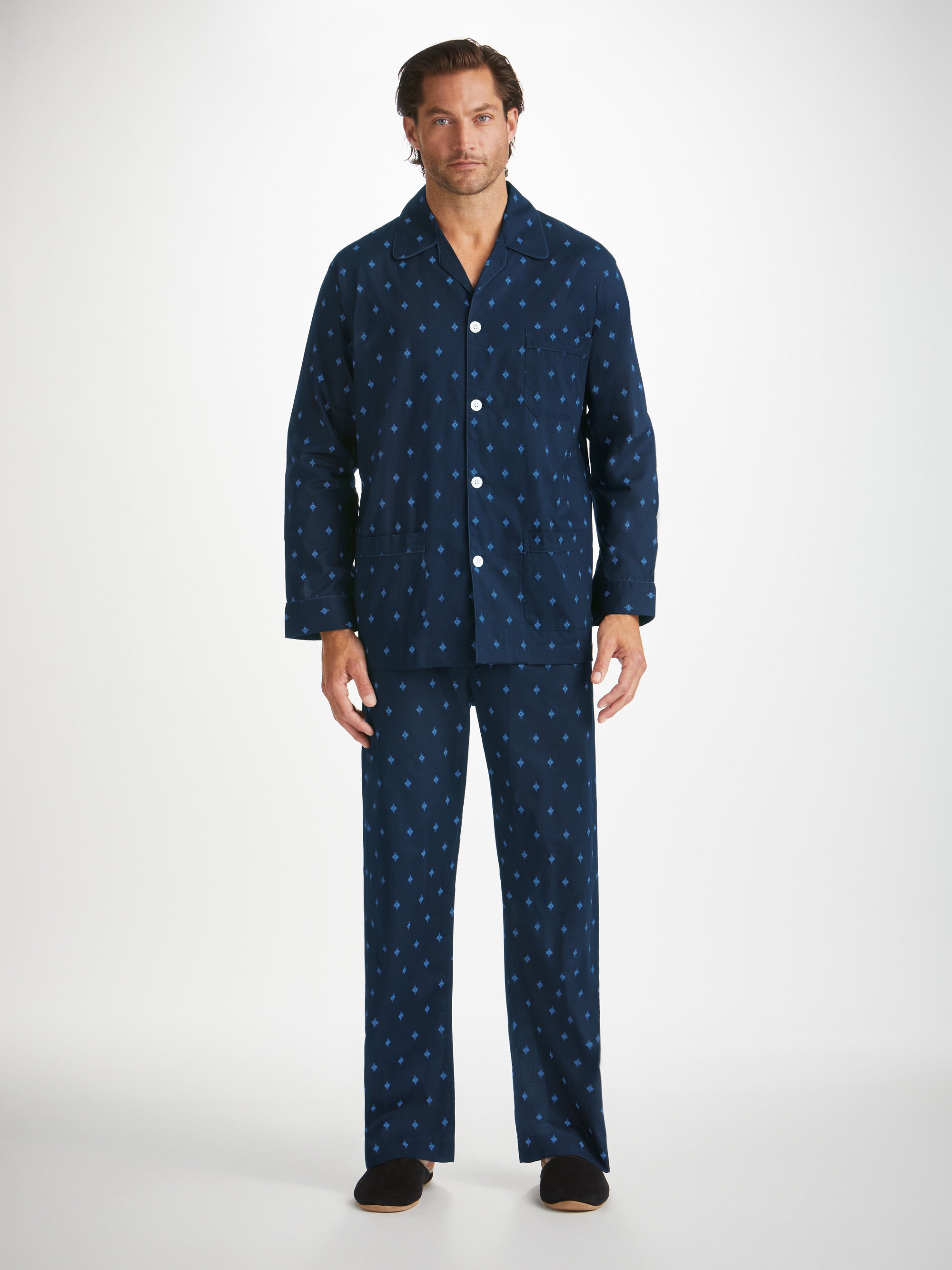 Men's Classic Fit Pyjamas Nelson 98 Cotton Batiste Navy