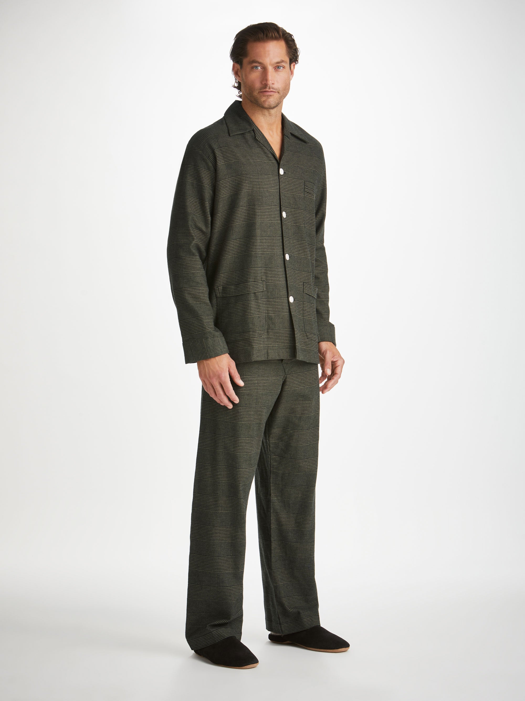 Men's Classic Fit Pajamas Kelburn 41 Brushed Cotton Khaki