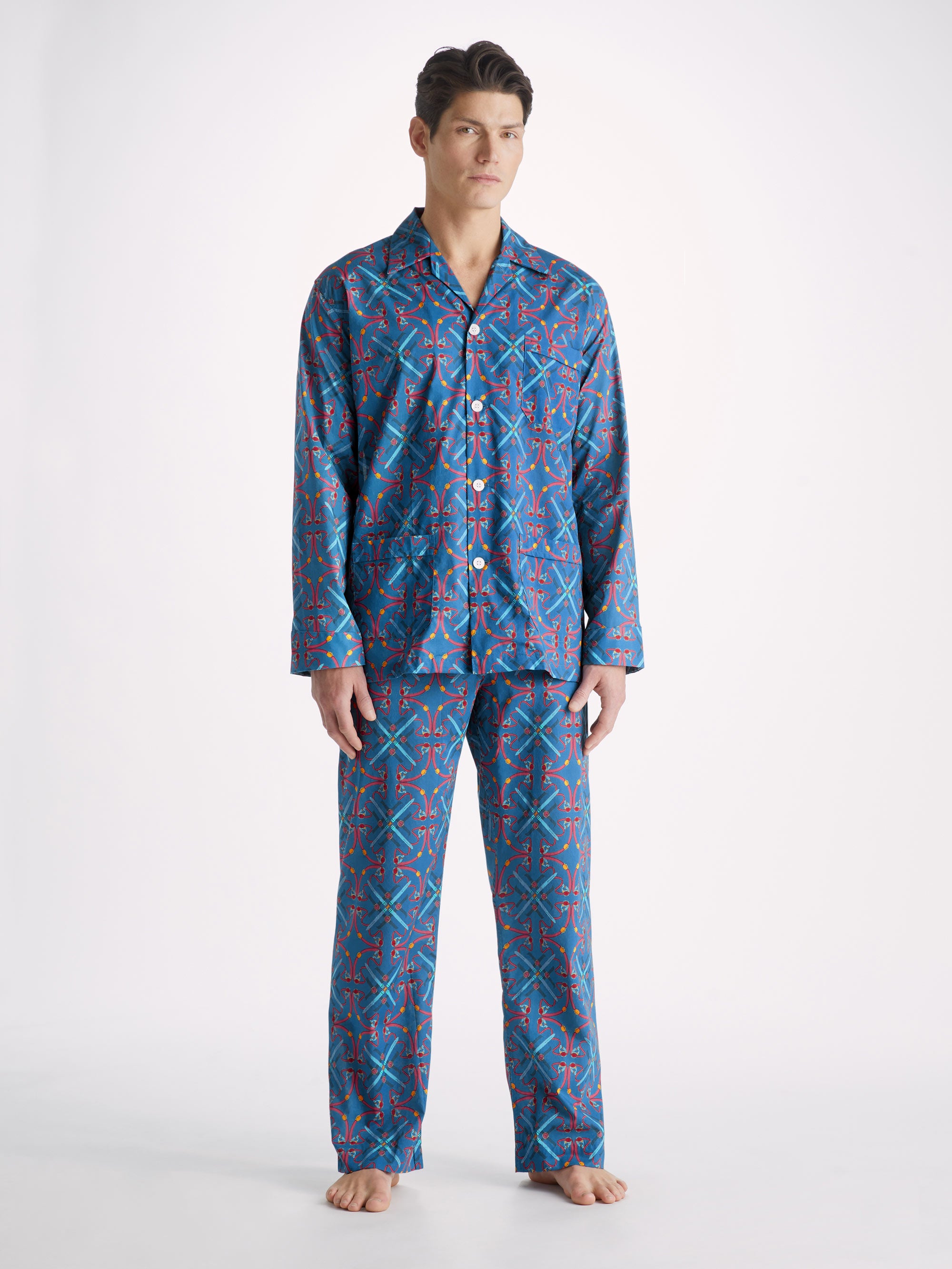 Men s Classic Fit Pyjamas Ledbury 64 Cotton Batiste Multi