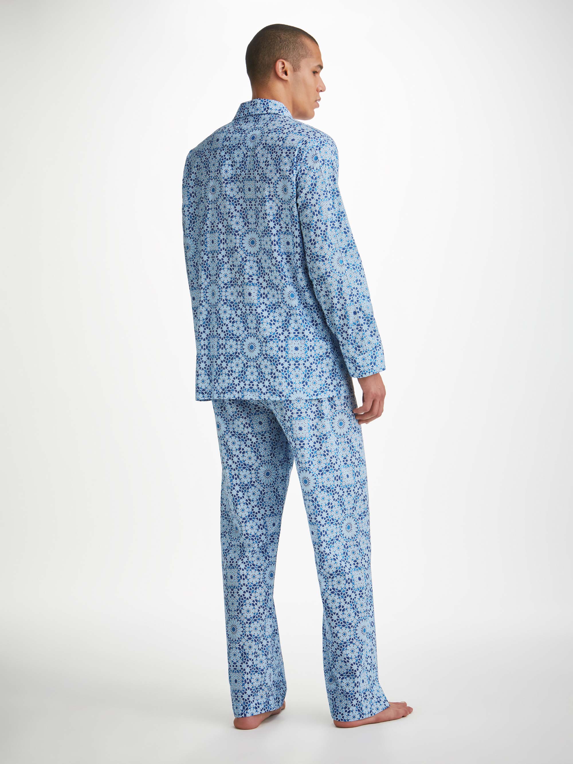 Men's Classic Fit Pyjamas Ledbury 69 Cotton Batiste Blue