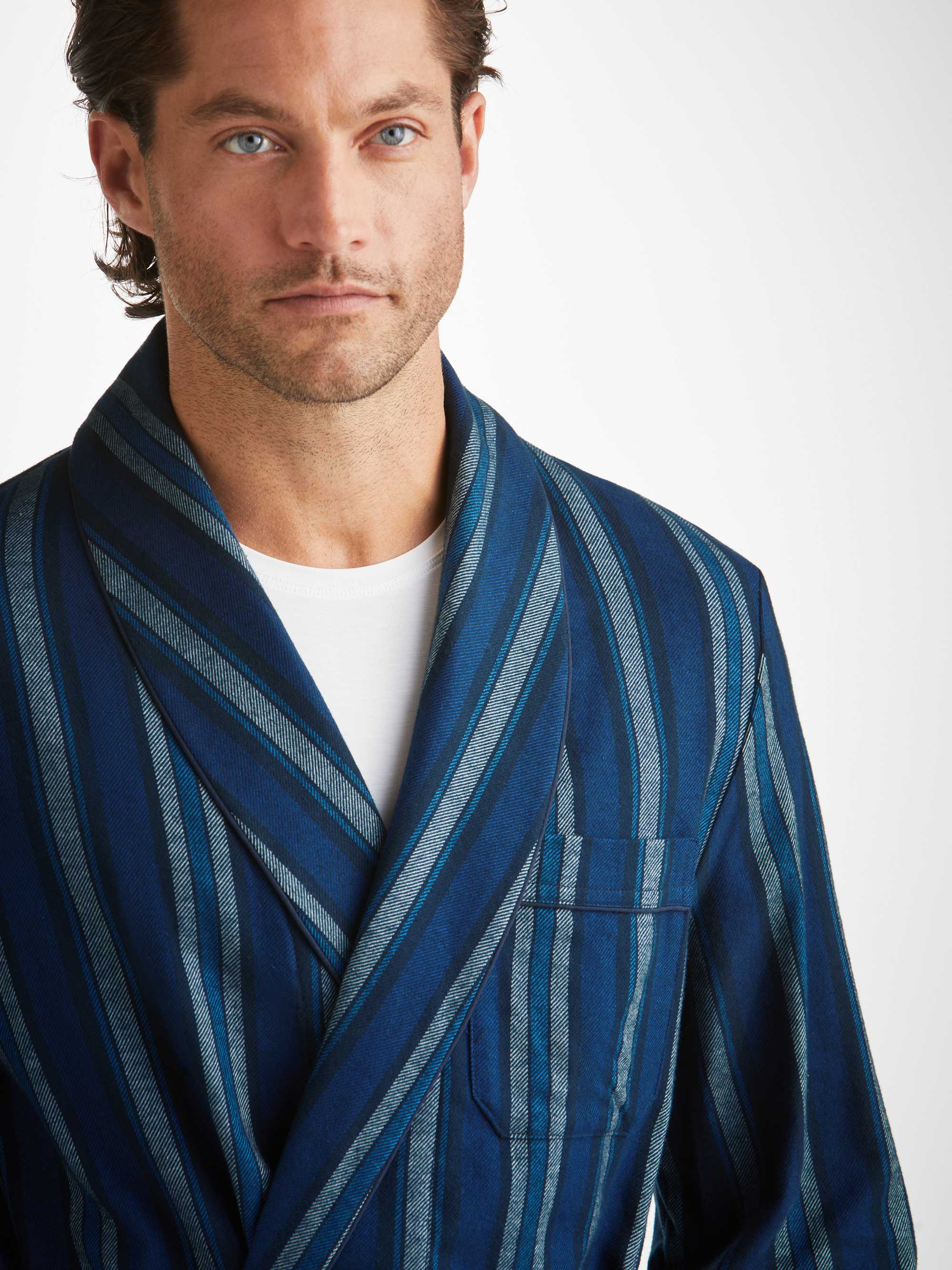 Men's Robe Kelburn 38 Brushed Cotton Blue