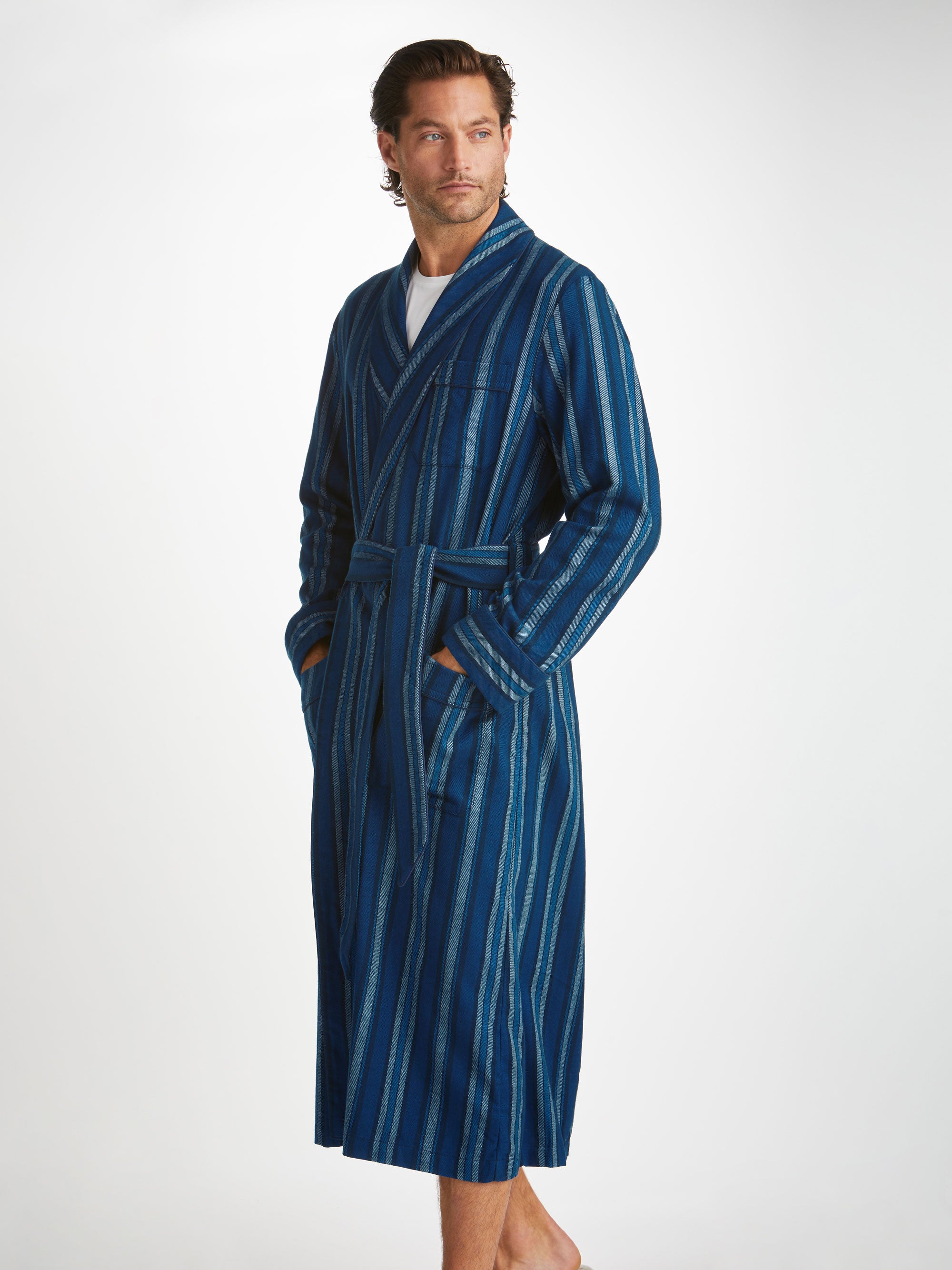 Men's Robe Kelburn 38 Brushed Cotton Blue