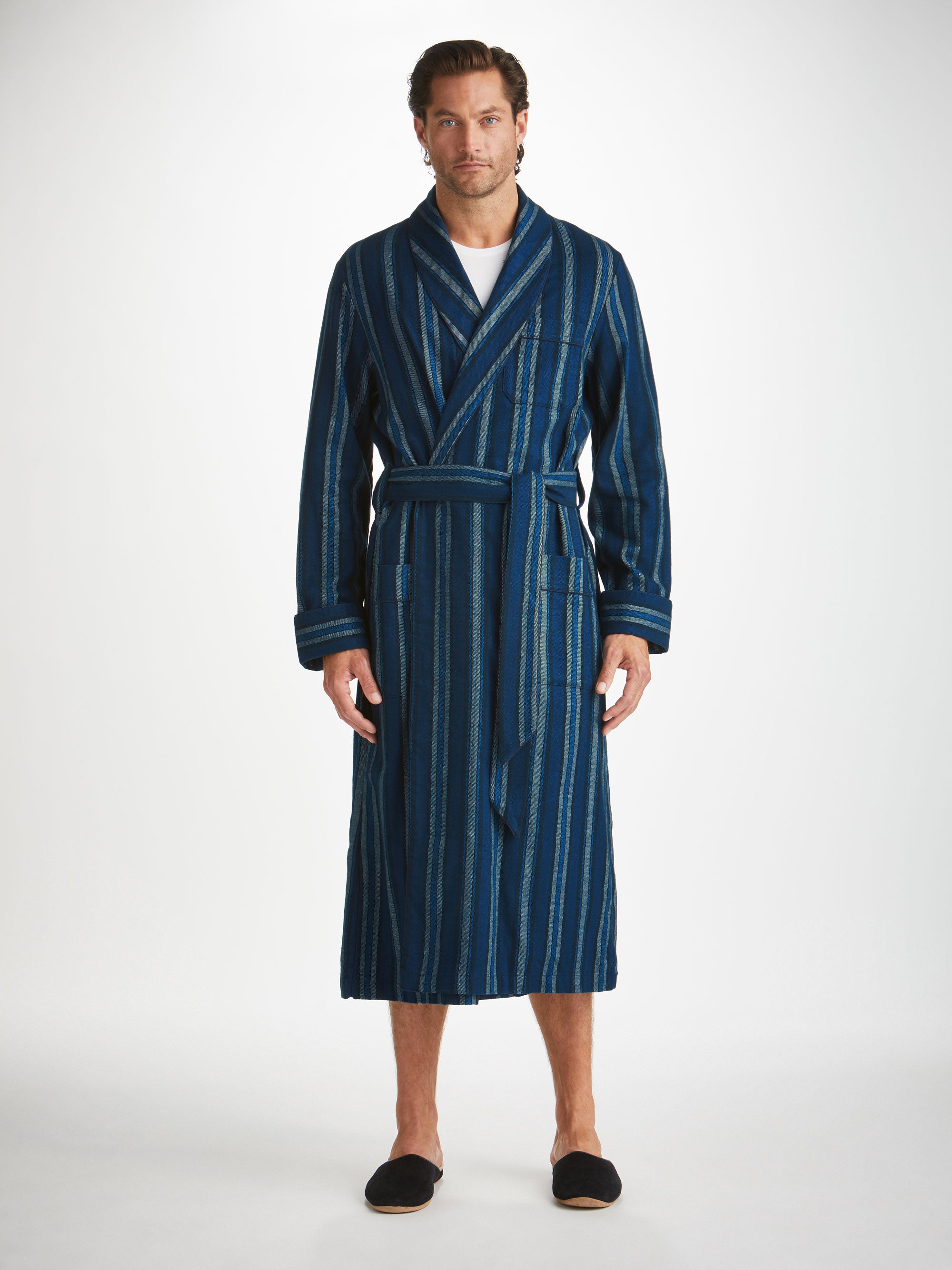 Men's Robe Kelburn 38 Brushed Cotton Blue