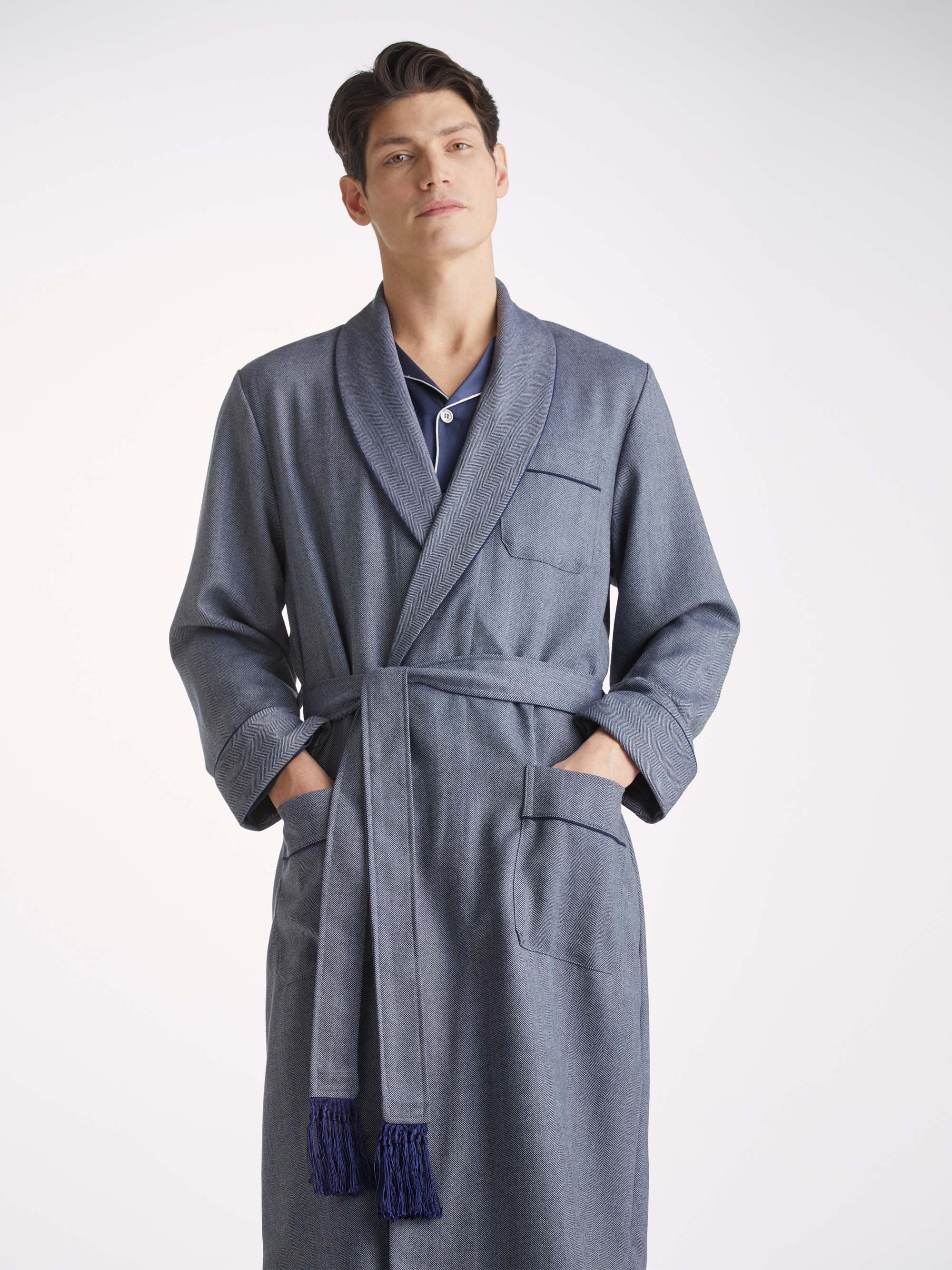 Men's Dressing Gown Lincoln 11 Wool Navy 