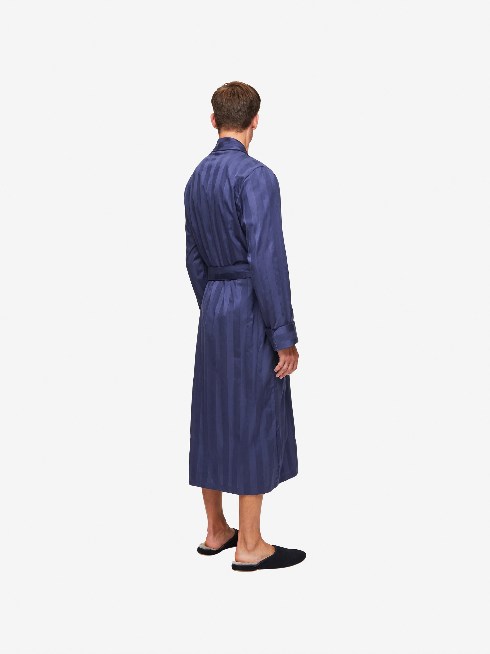 Men's Dressing Gown Lingfield Cotton Navy