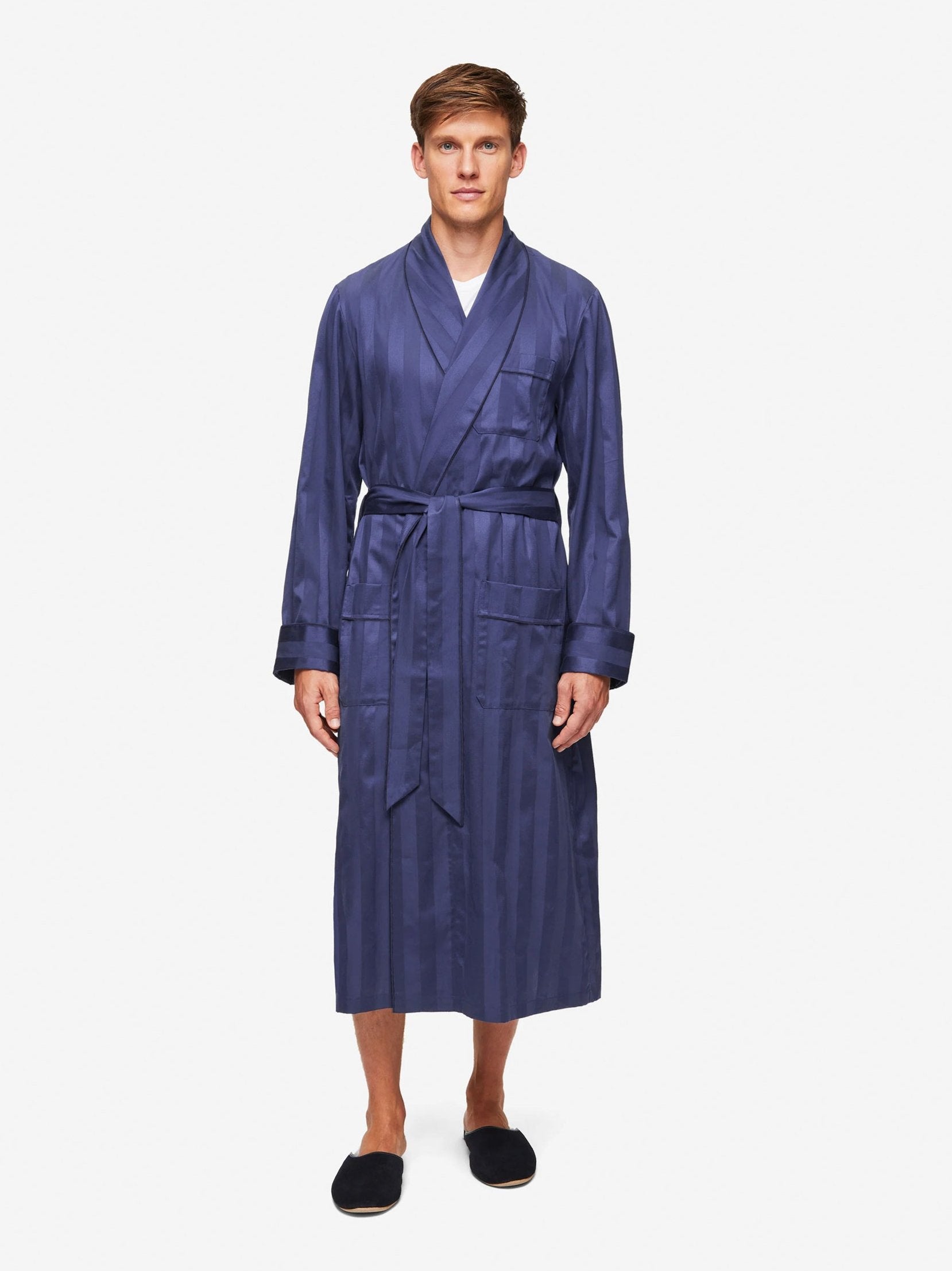 Men's Dressing Gown Lingfield Cotton Navy