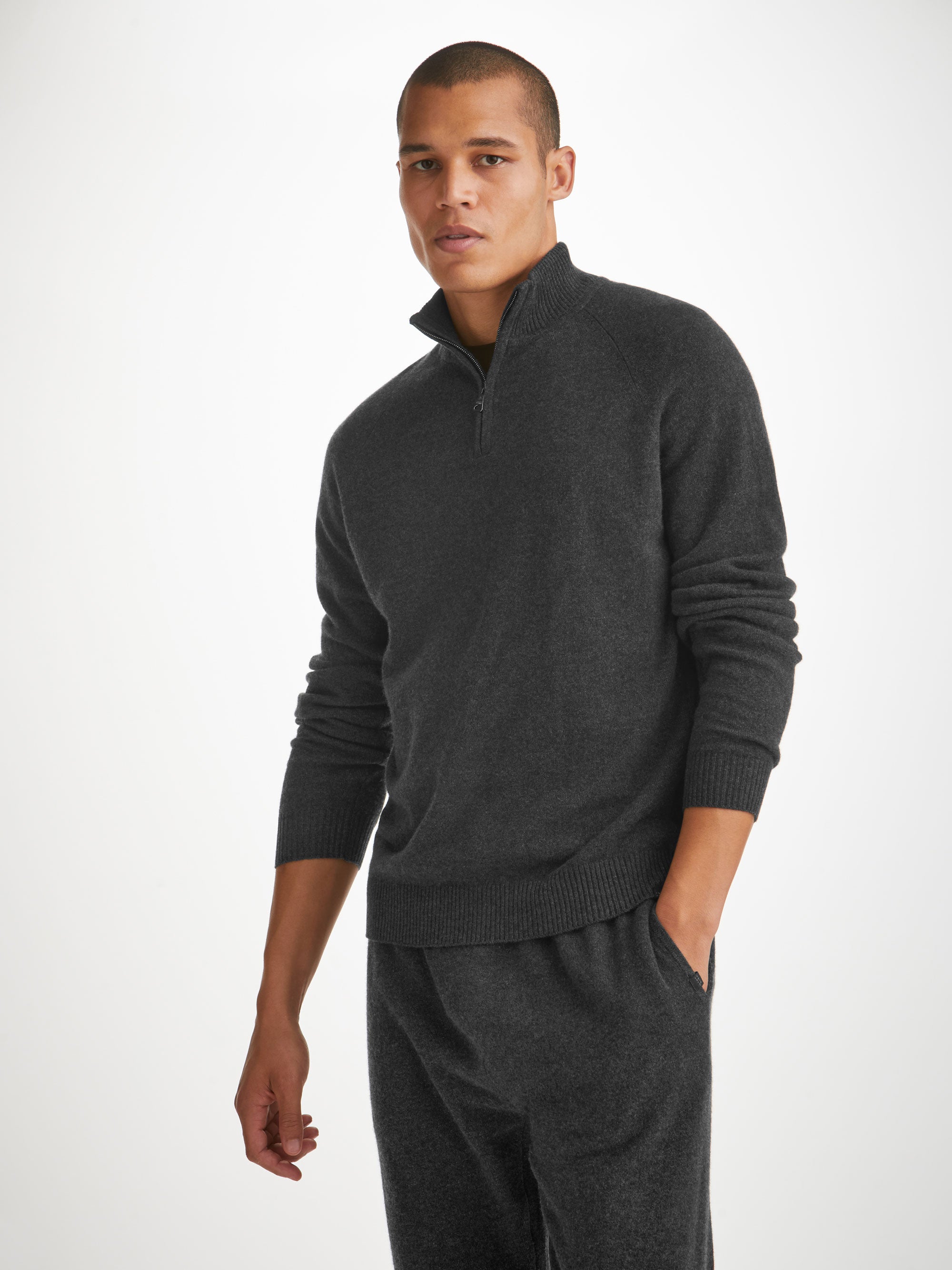 Men's Half-Zip Sweater Finley Cashmere Charcoal