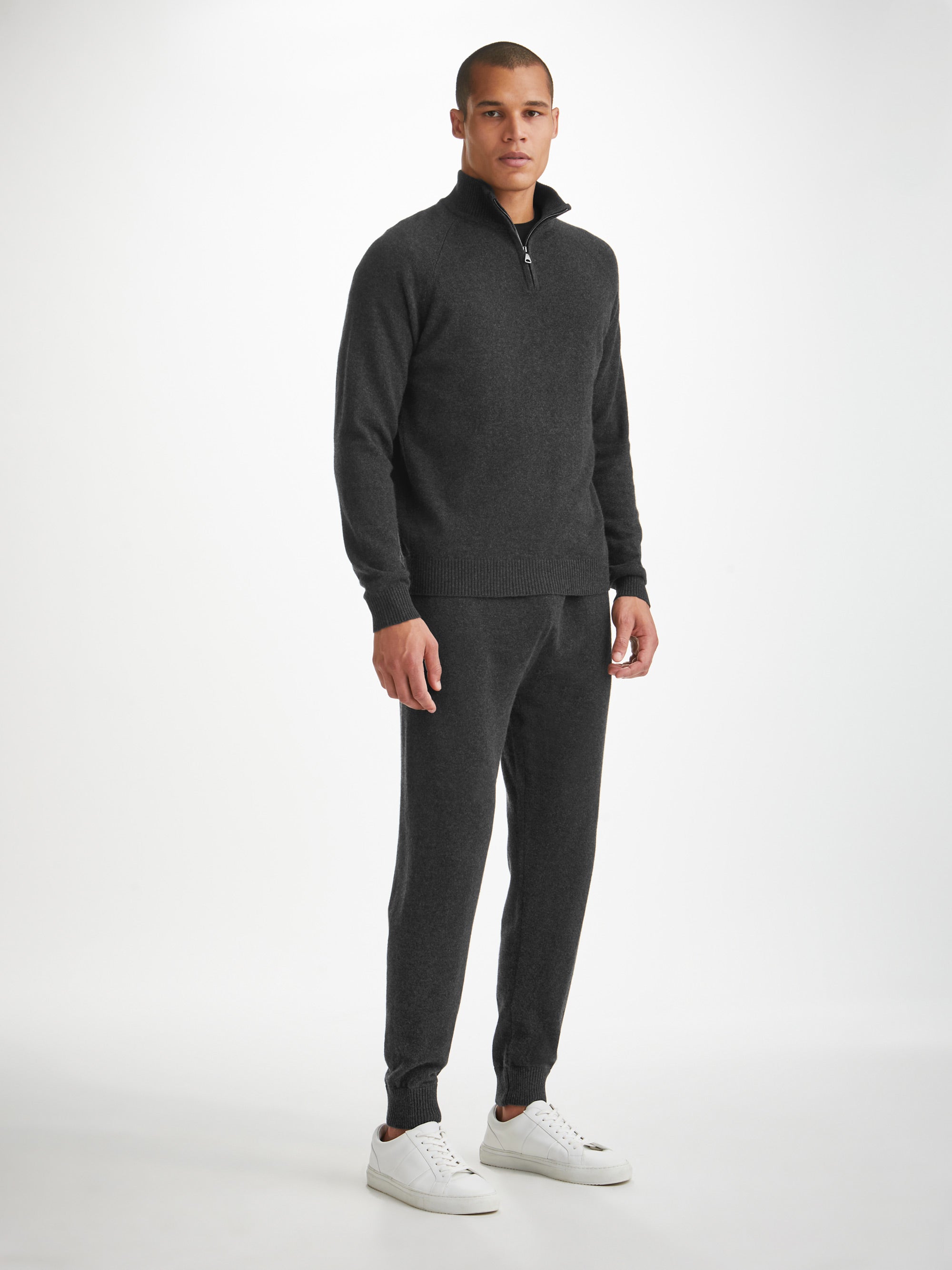 Men's Finley Half-Zip Cashmere Charcoal Set