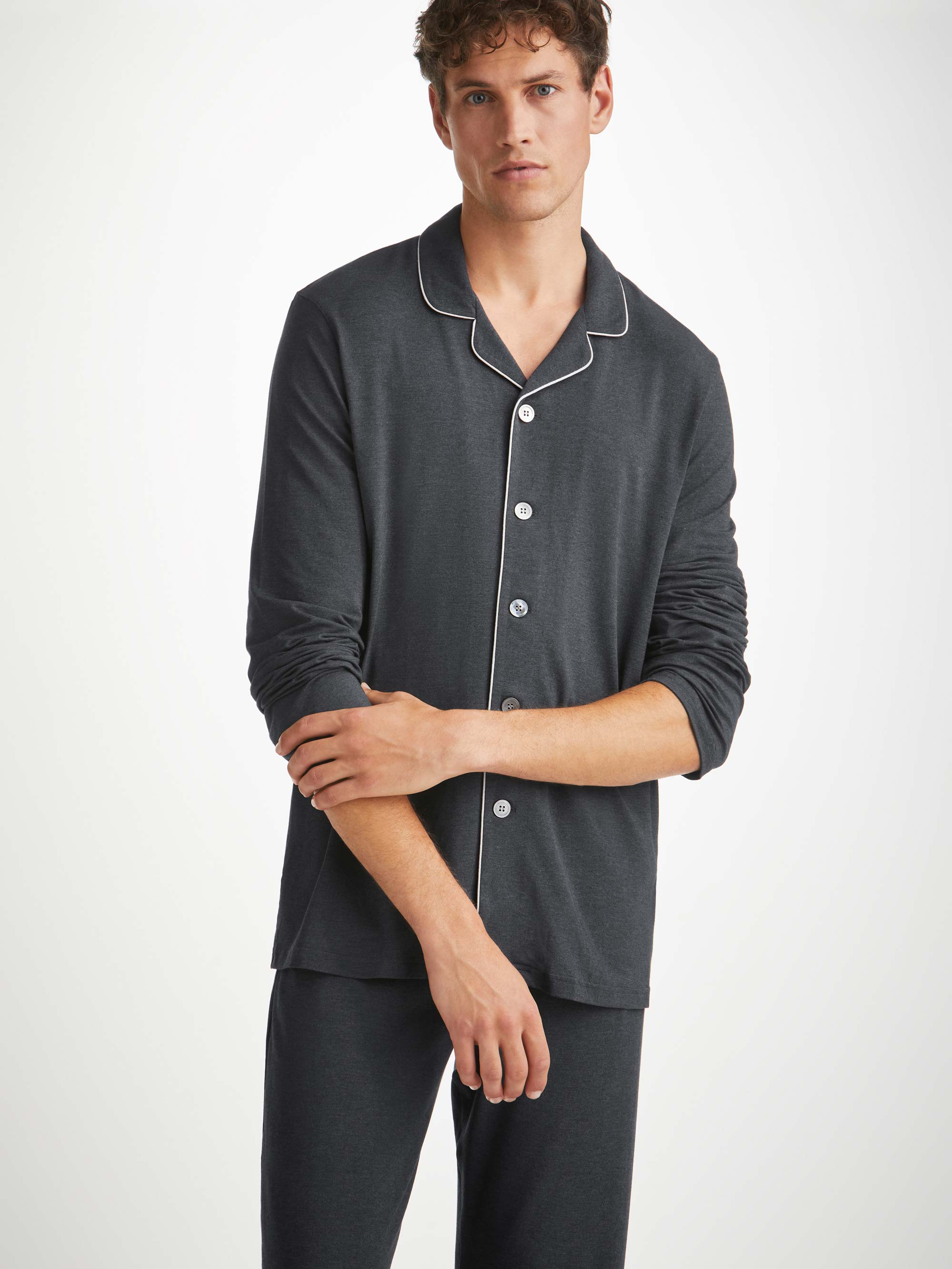 Men's Modern Fit Pyjamas Marlowe Micro Modal Stretch Anthracite