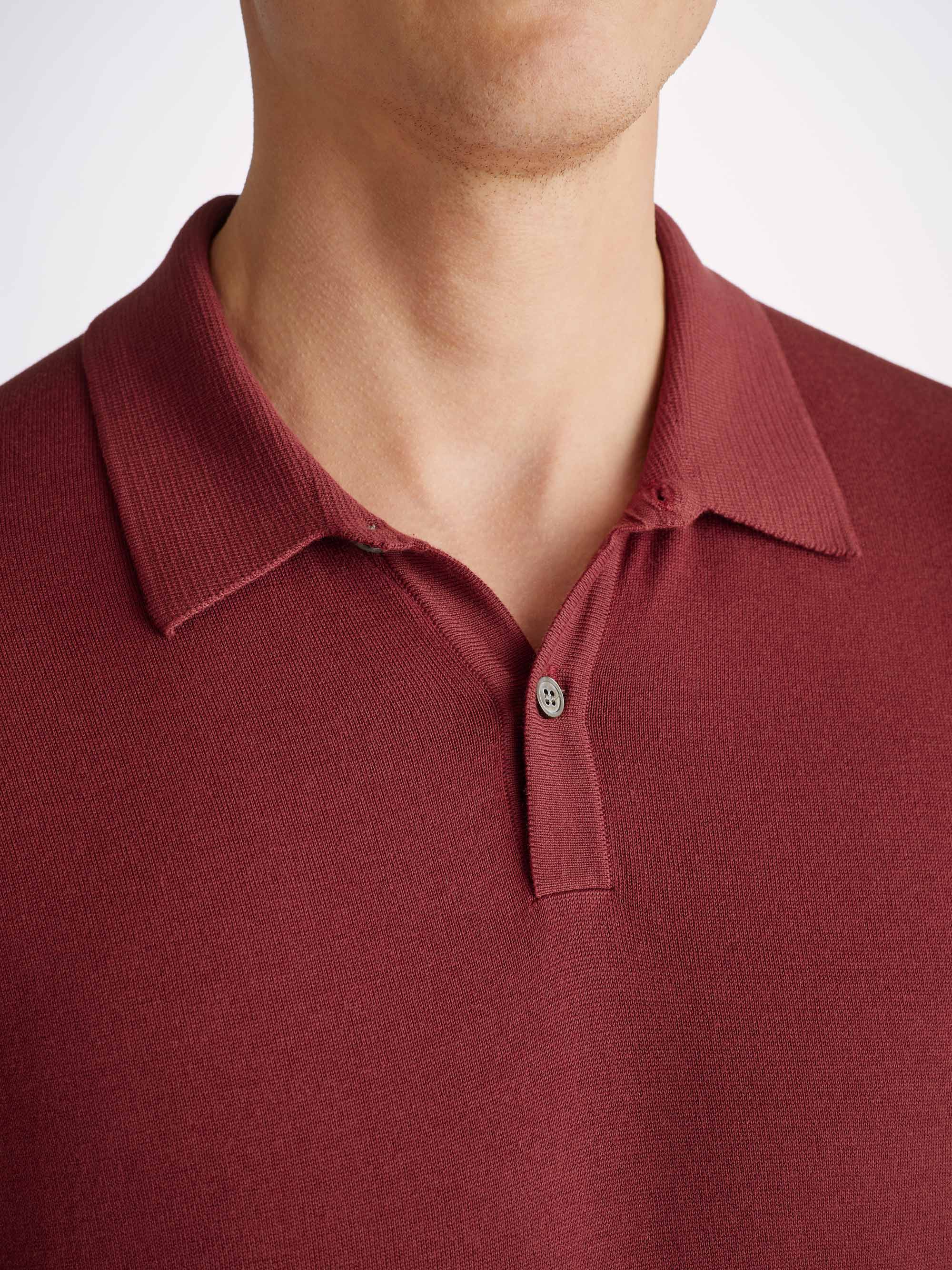 Men's Polo Shirt Jacob Sea Island Cotton Burgundy