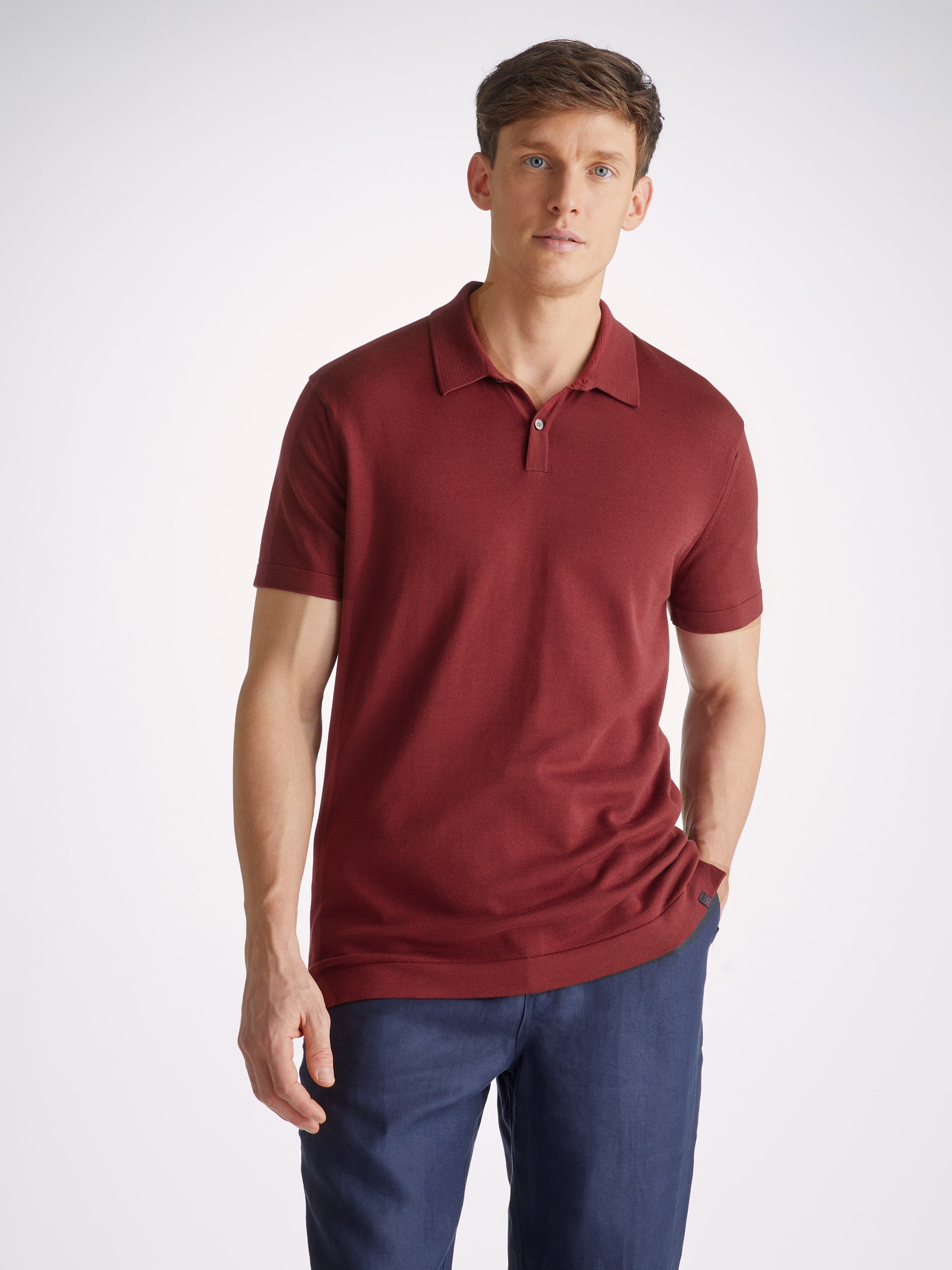 Men's Polo Shirt Jacob Sea Island Cotton Burgundy