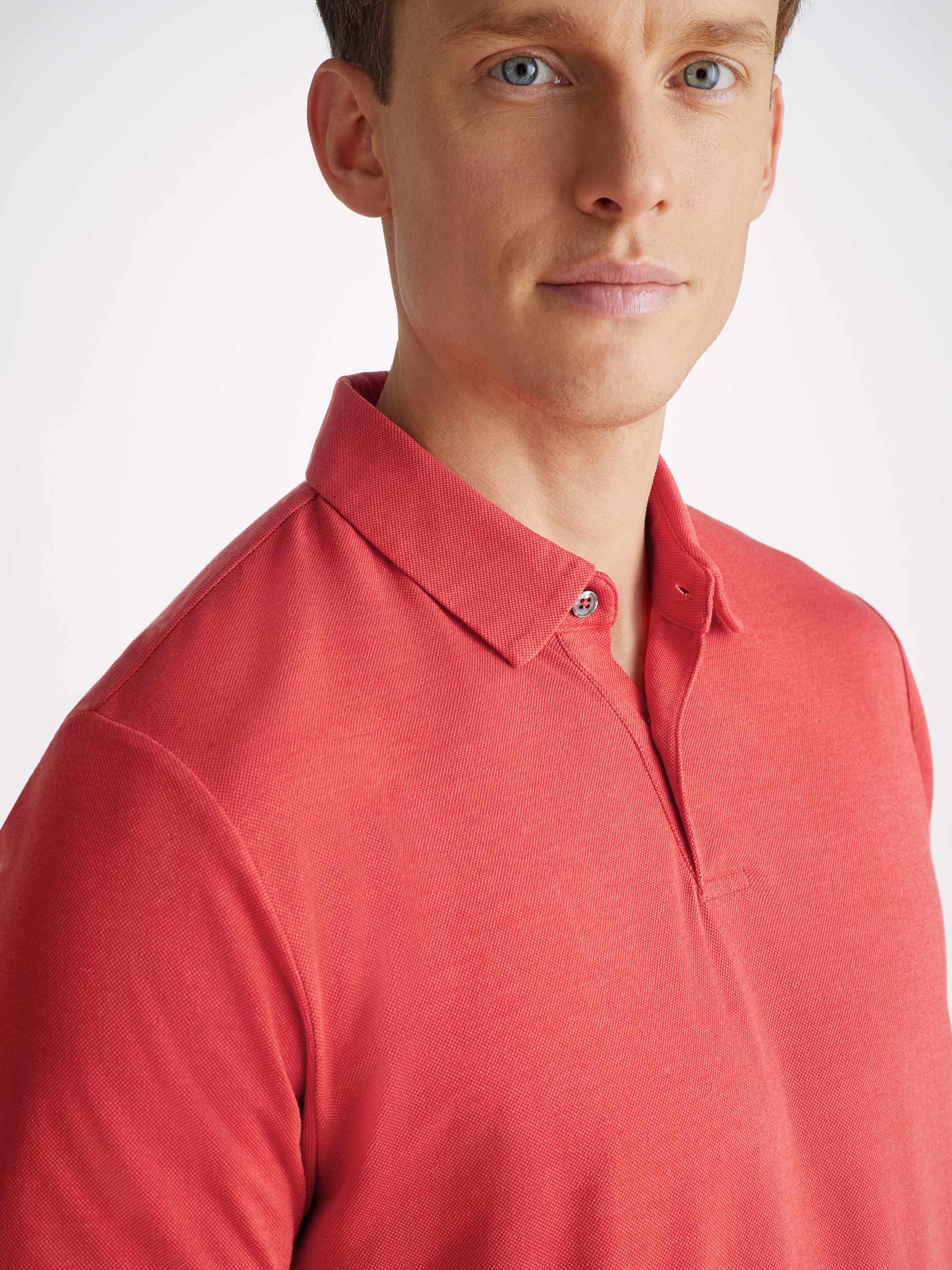 Men's Polo Shirt Ramsay Pique Cotton Lyocell Red