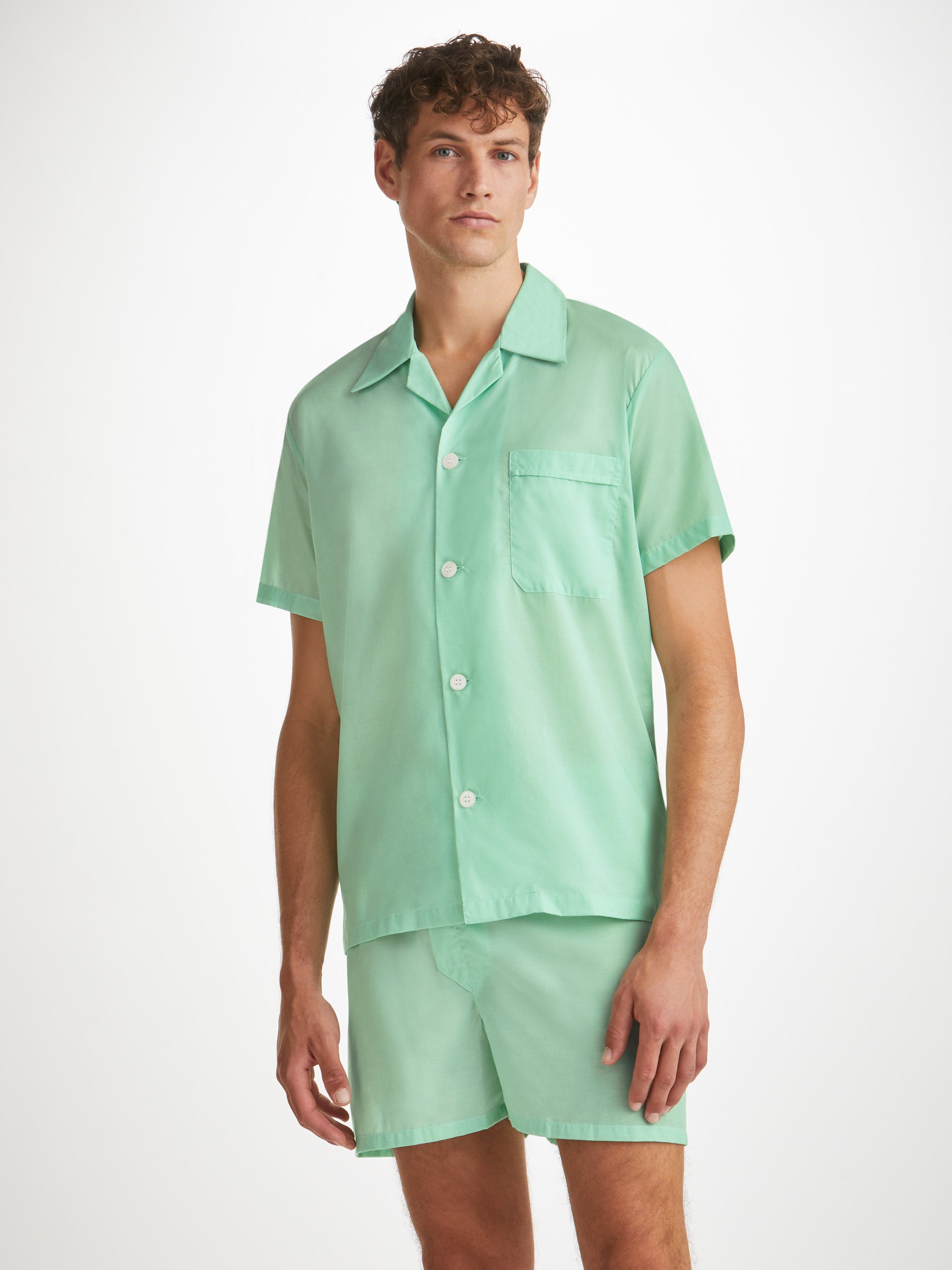 Men's Short Pyjamas Amalfi 1 Cotton Batiste Mint