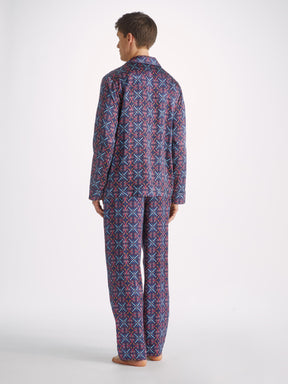 Derek Rose Men's Pajamas Brindisi 93 Silk Satin - Blue