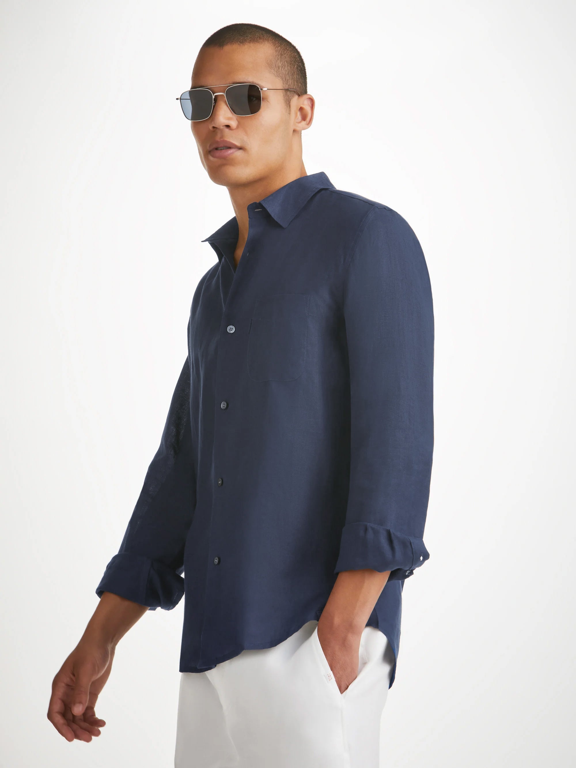 Men's Shirt Monaco Linen Navy