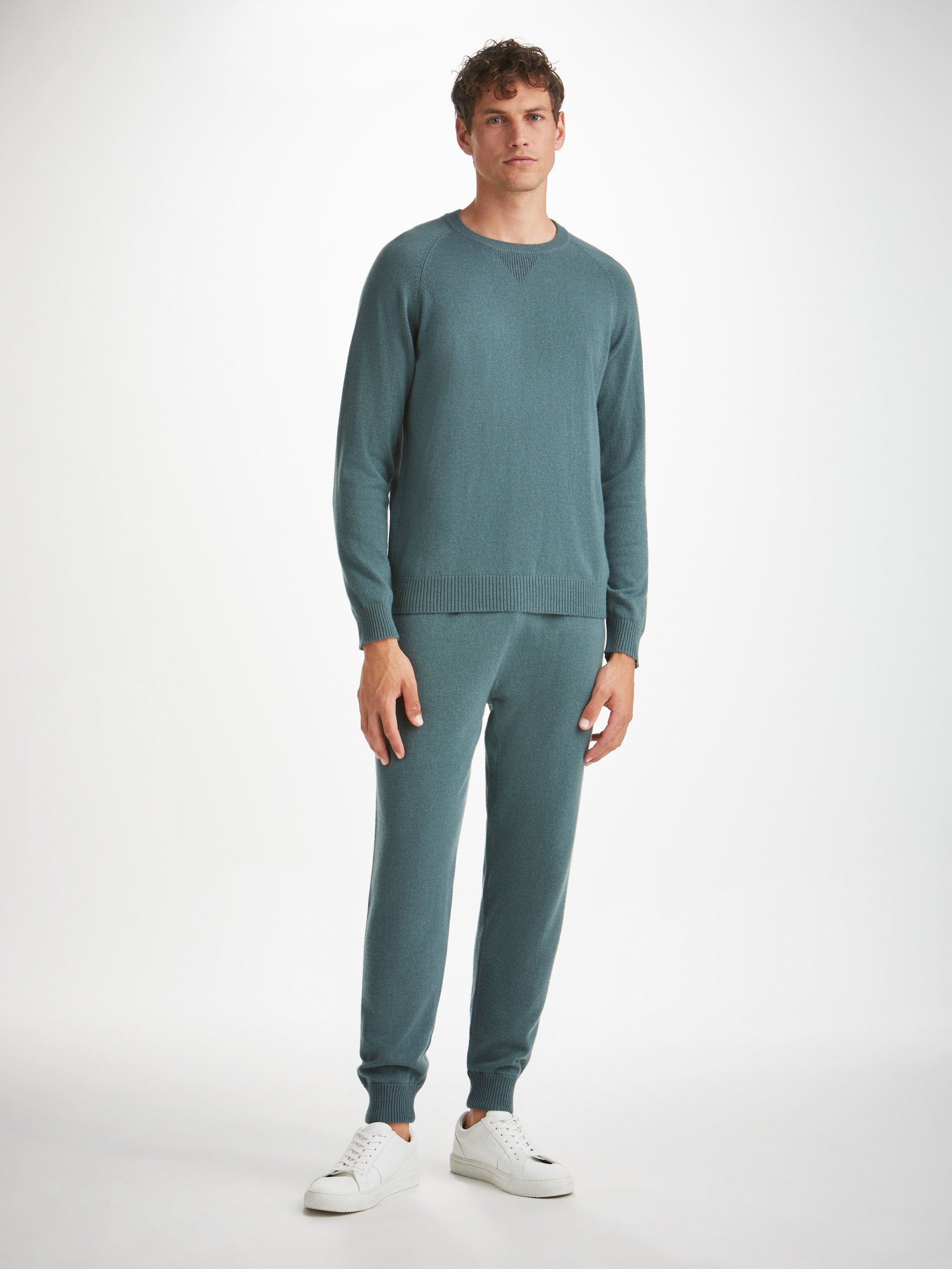 Men's Finley Sweater and Track Pants Cashmere Set Teal