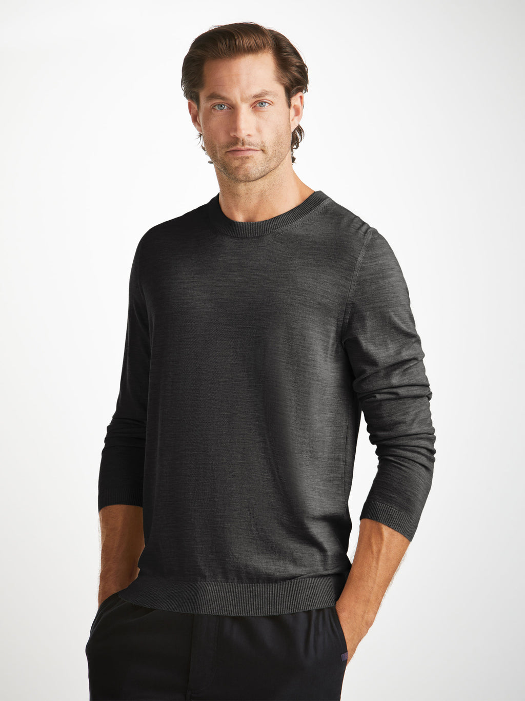 Mens black 2024 merino wool sweater