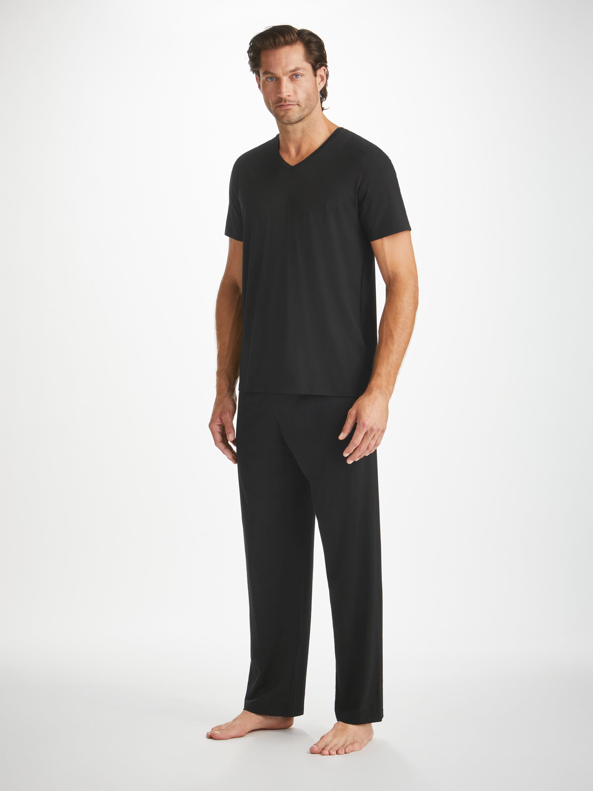 Men's V-Neck T-Shirt Basel Micro Modal Stretch Black