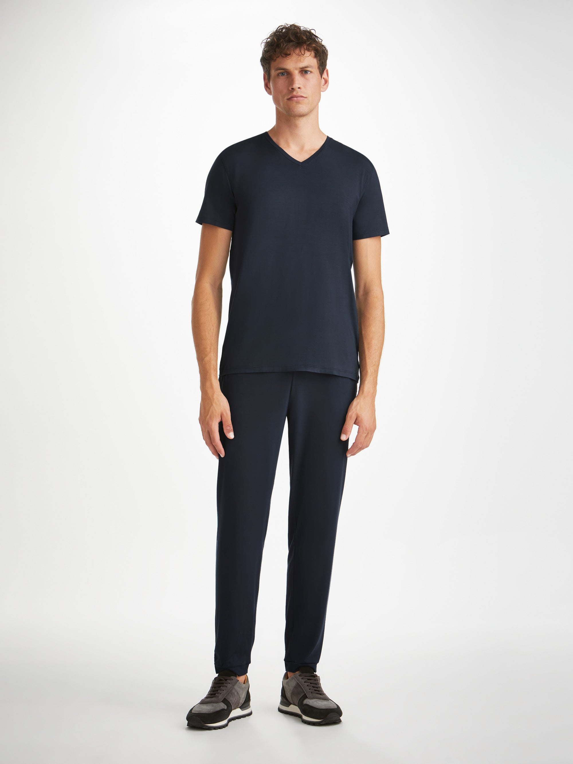 Men's V-Neck T-Shirt Basel Micro Modal Stretch Navy