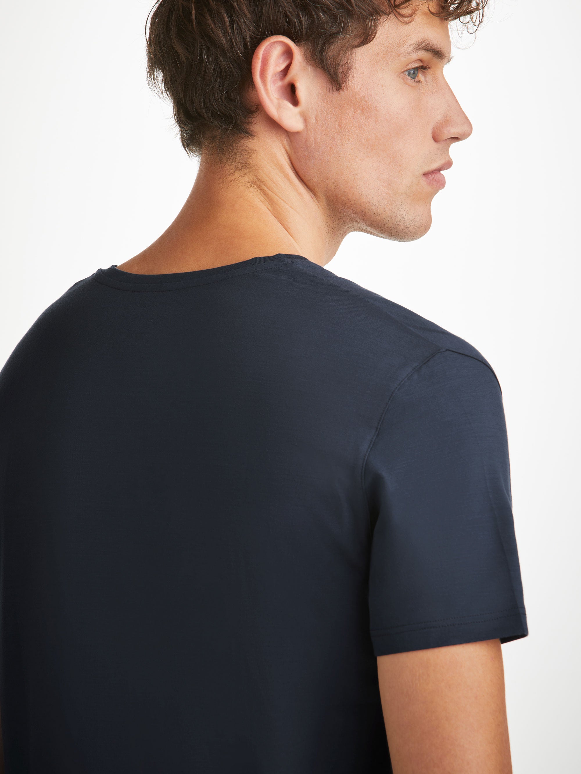 Men's V-Neck T-Shirt Basel Micro Modal Stretch Navy