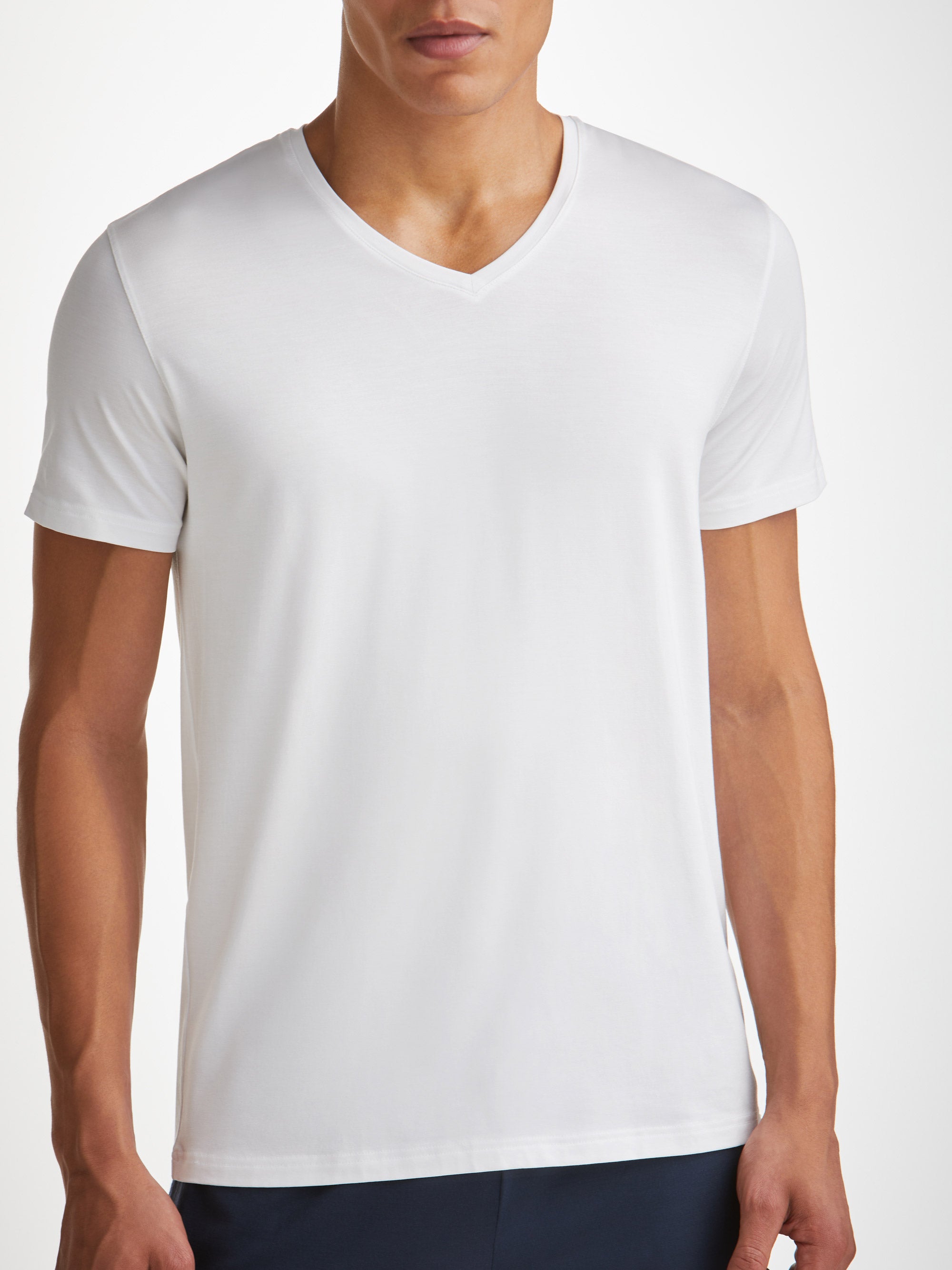 Men's V-Neck T-Shirt Basel Micro Modal Stretch White