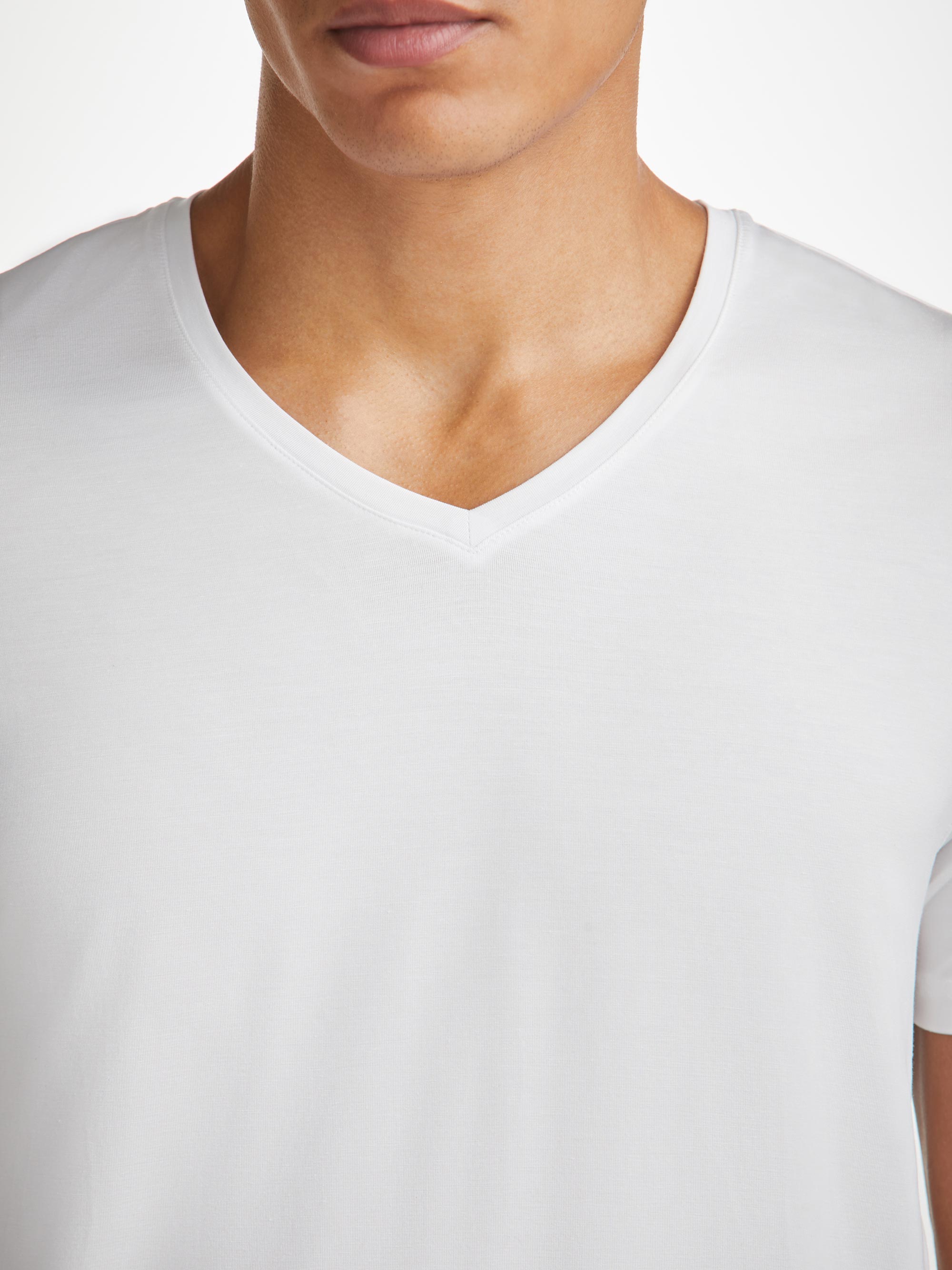 Men's V-Neck T-Shirt Basel Micro Modal Stretch White